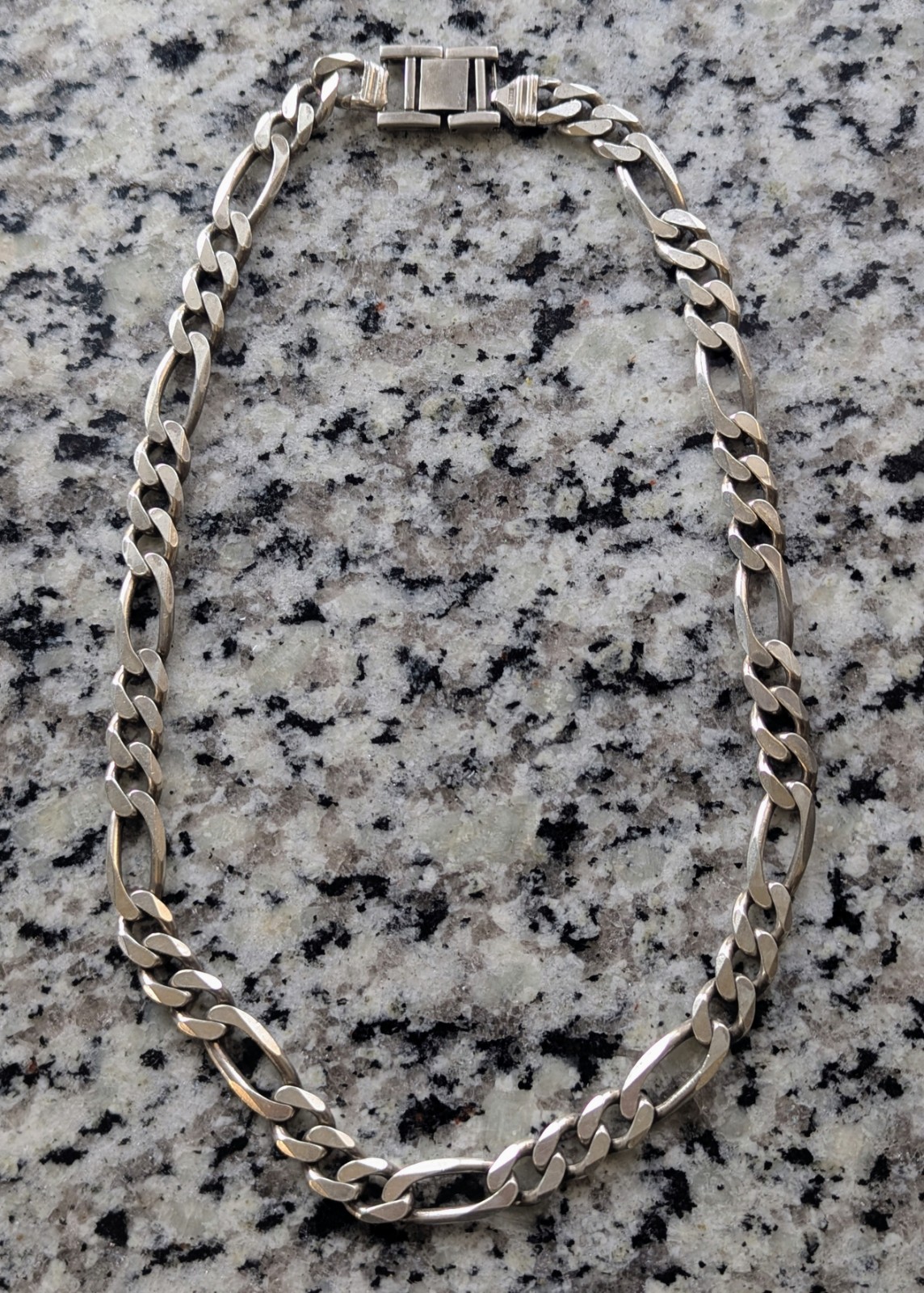 Unique Vintage Heavy 93.9g Italy Sterling Silver 925 Figaro Chain Necklace 22”
