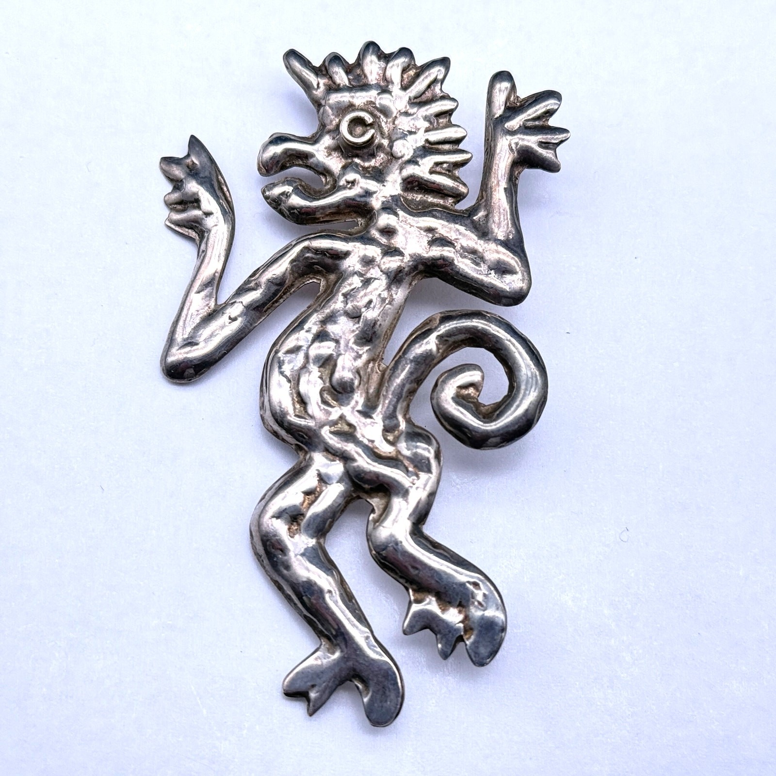 Vintage Whimsical Mystical Creature Sterling Silver Pin Brooch