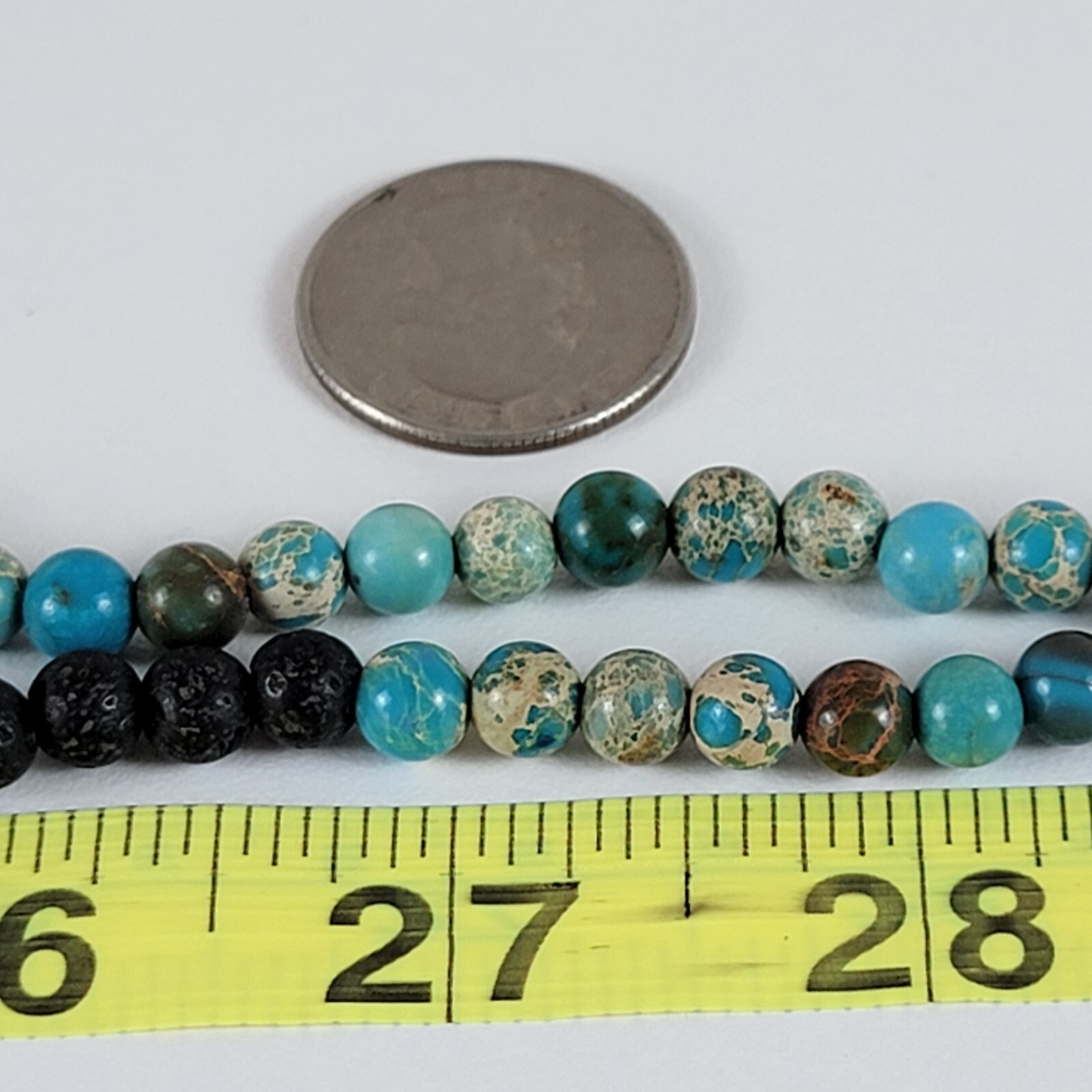 Vintage Multicolor Gemstone Beaded Stretch Necklace 21 In Bohemian Surfer