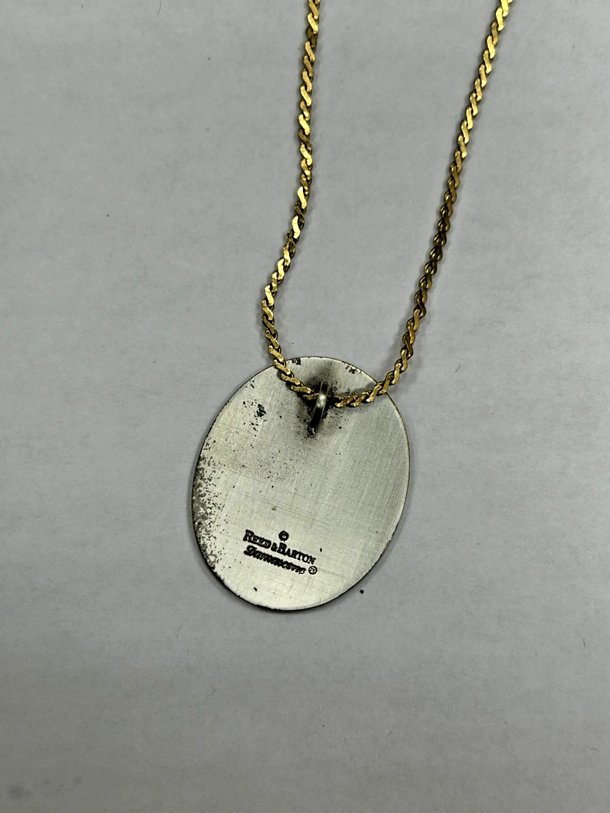 Vintage Signed Reed & Barton Owl Damascene Gold Tone Necklace 18 In