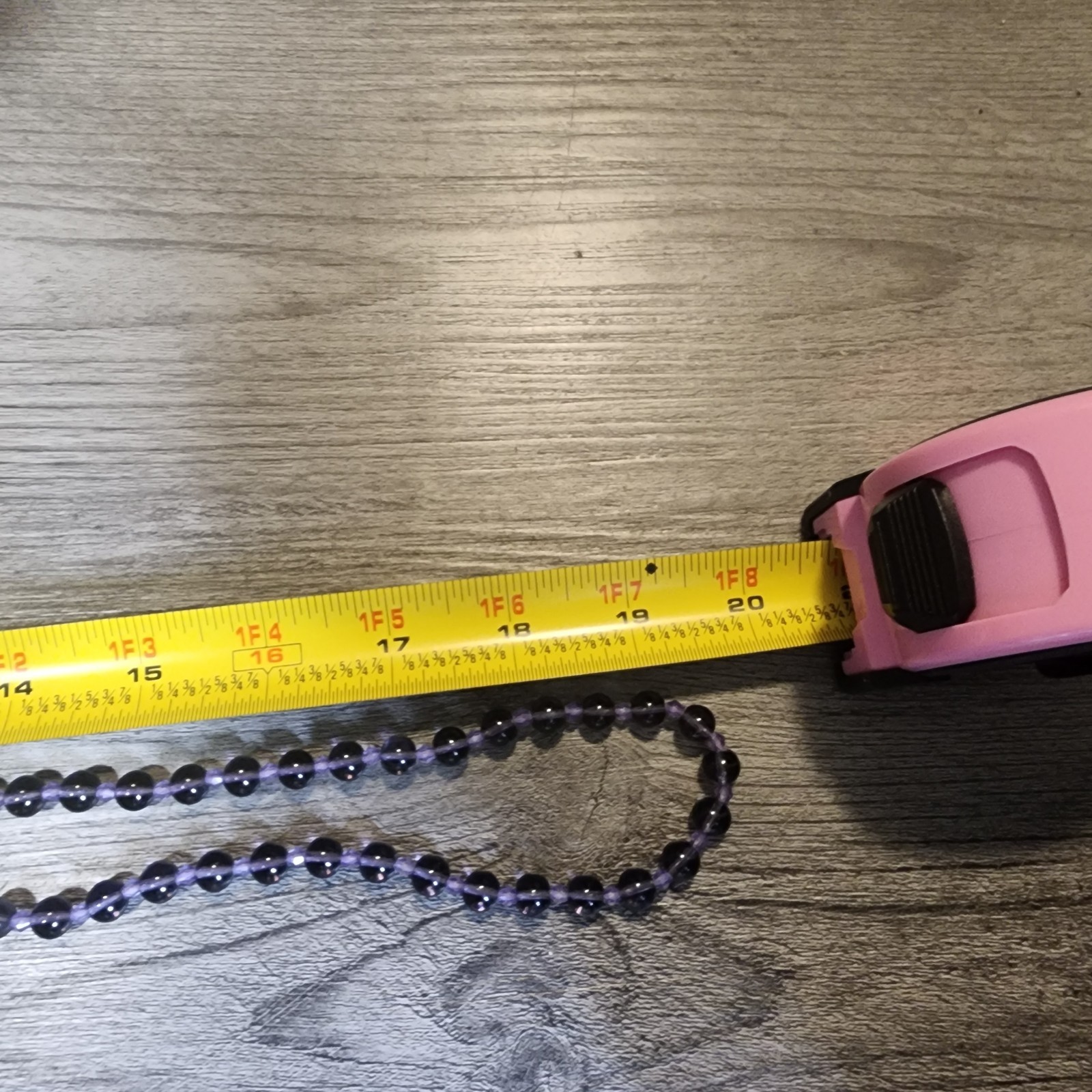 Vintage Necklace Purple Stone Seashell Rock Crystal Quartz Bead Tassel 20″ Shell