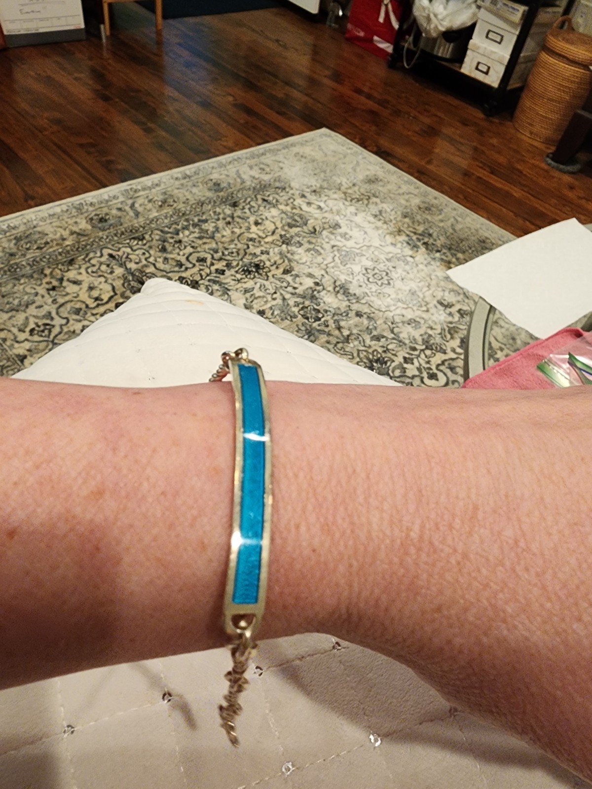 Vintage Italian Sterling Silver and Jade Link Bracelet