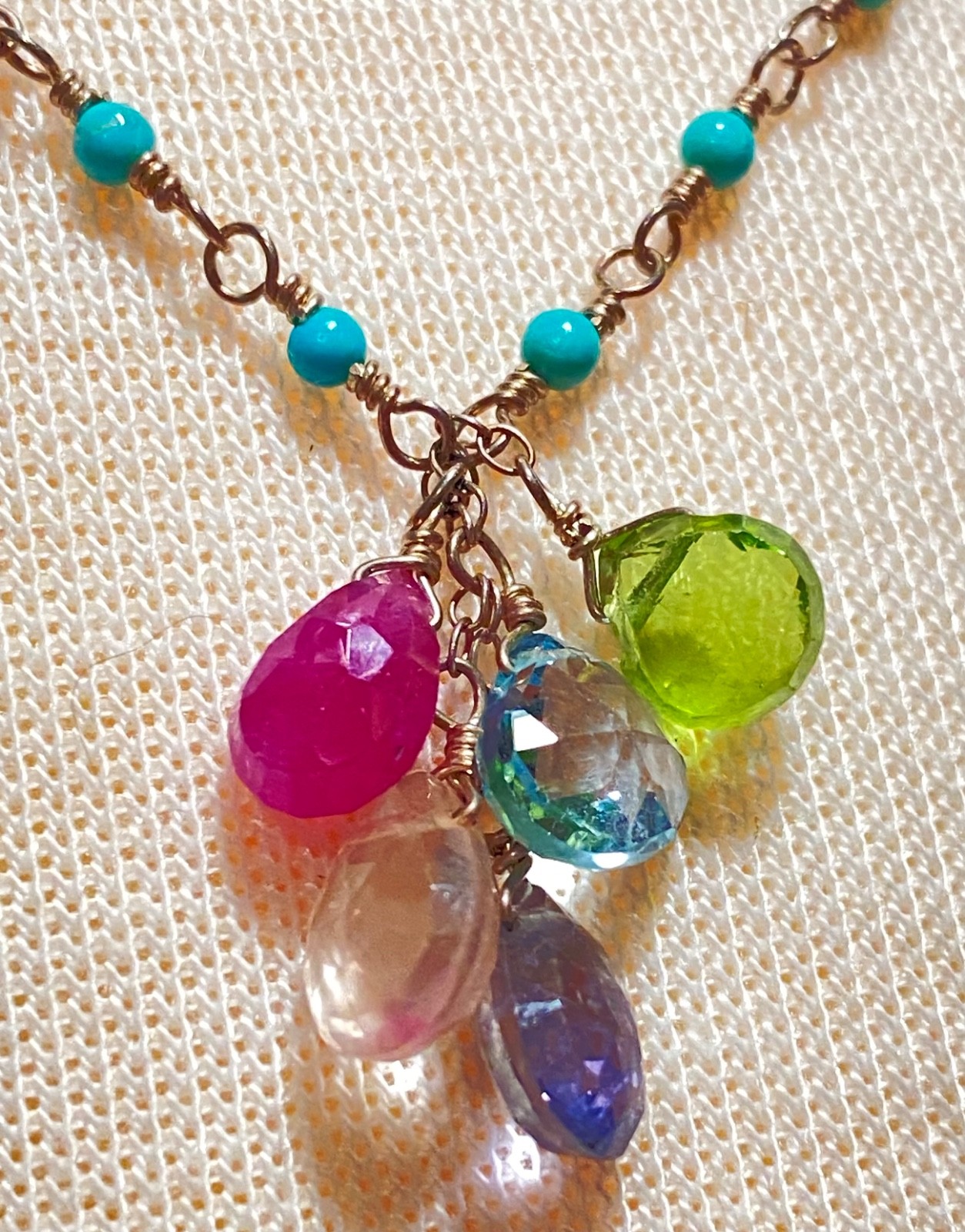 Camilee Designs Sterling Silver Turquoise Multi Gemstone Briolette Necklace Box