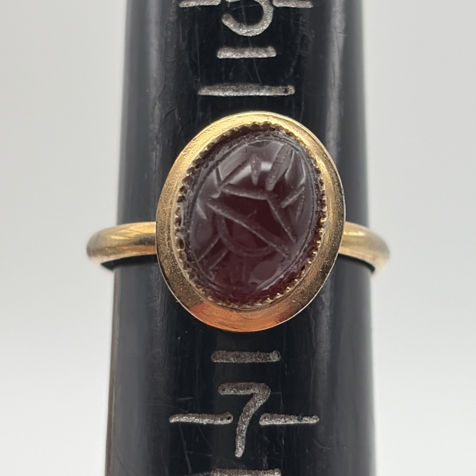 Vintage Scarab Egyptian Red 12k Gold Filled Adjustable Ring