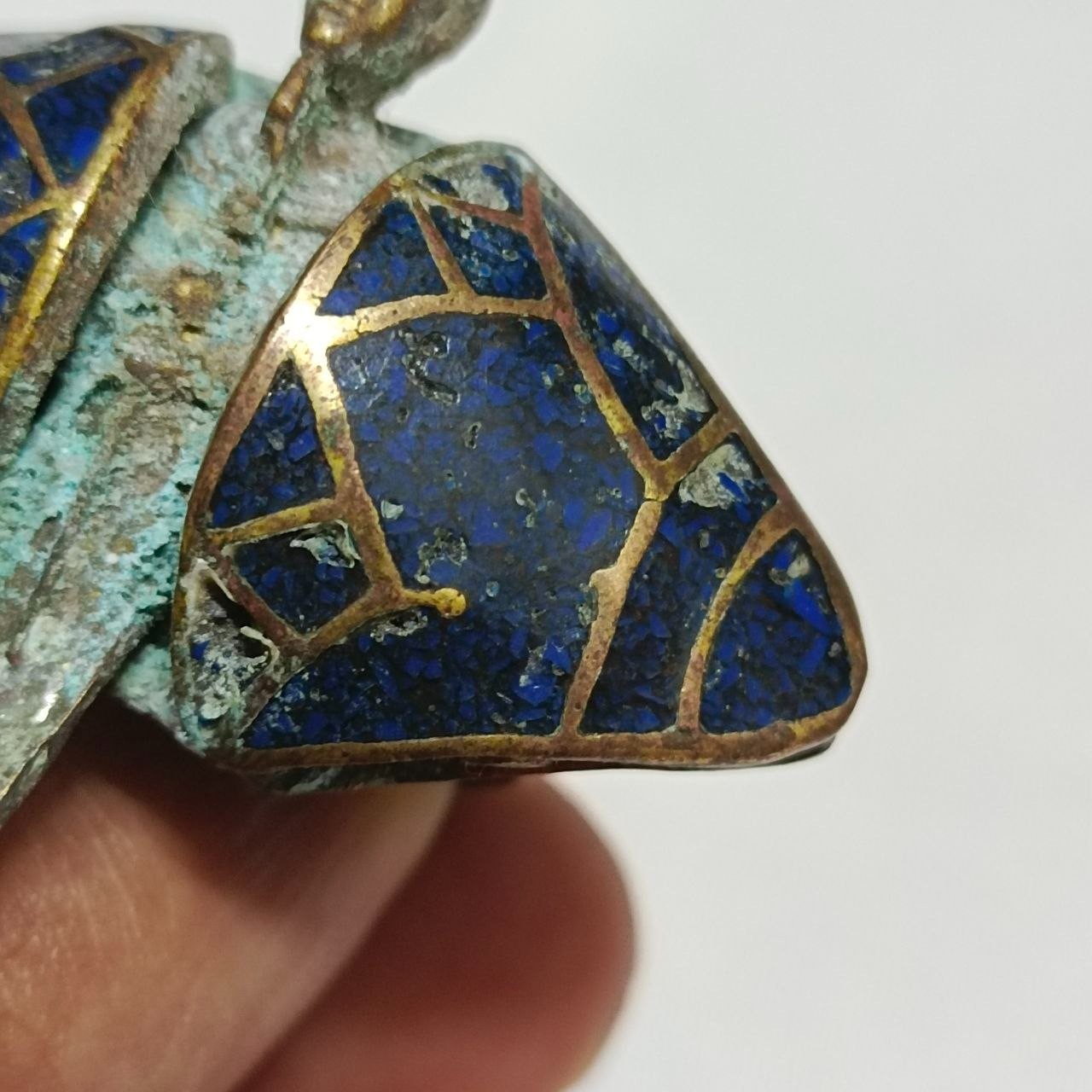 Egyptian Brass Ring Blue Turquoise Cabochon Handmade Vintage Style Jewelry
