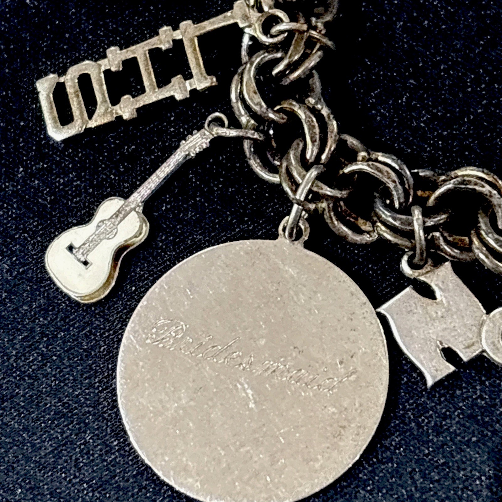 Vintage Danecraft 925 Sterling Silver Charm Bracelet With 12 Non Silver Charms