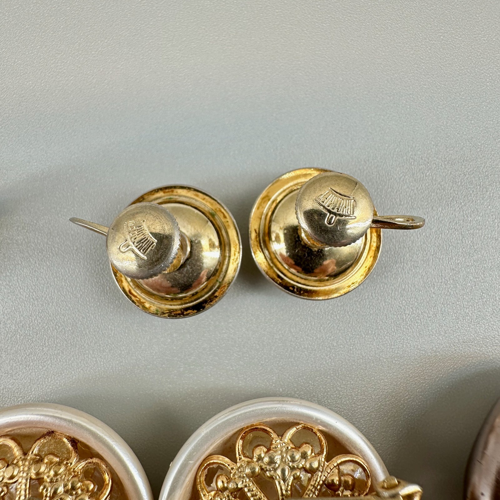 Vintage Clip Earrings Lot 20 Pairs 5 Single Assorted Faux Pearl Some Signed