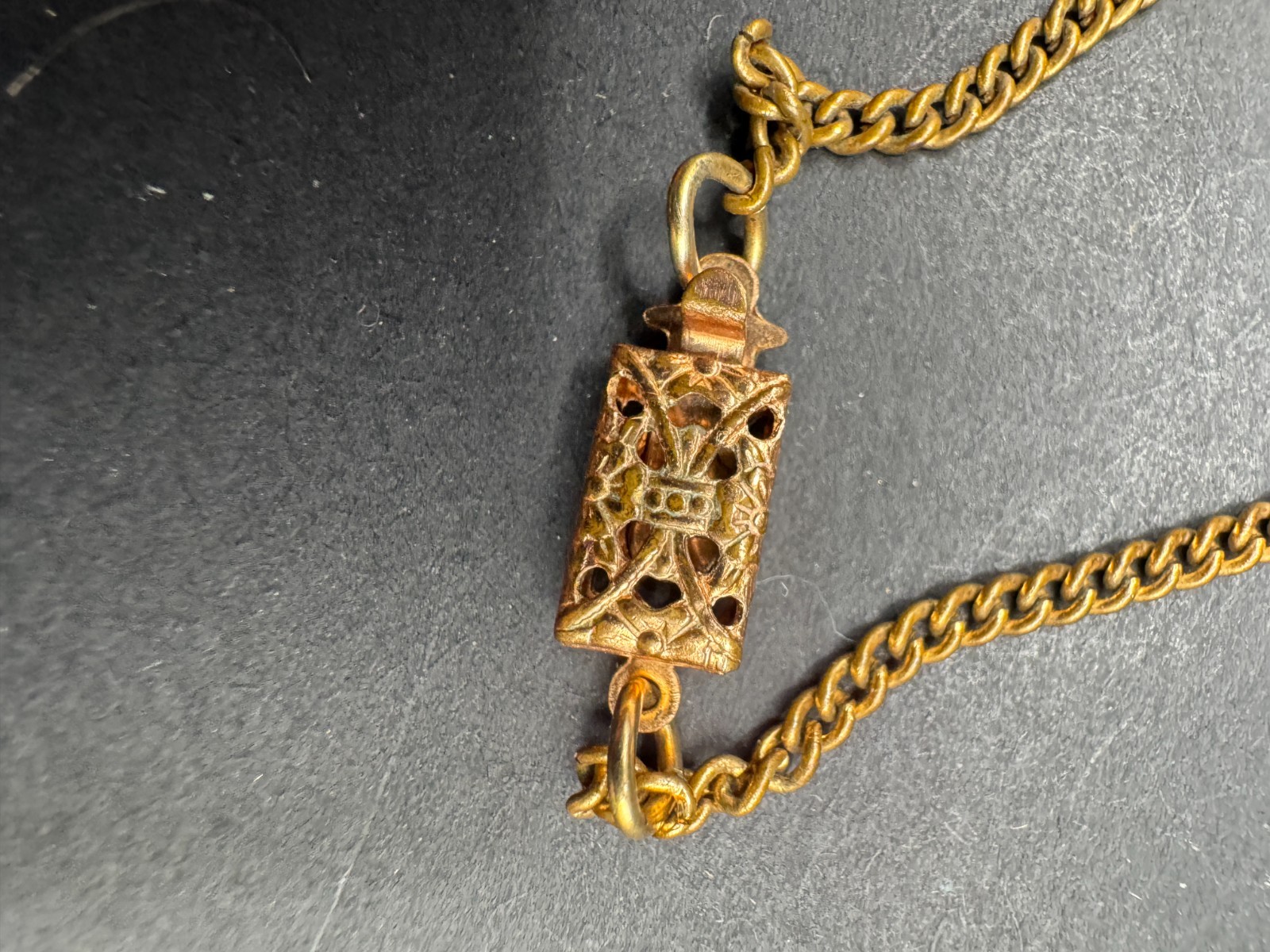 Art Deco Fruit Salad Color Czech Art Glass Filigree Pendant/Necklace