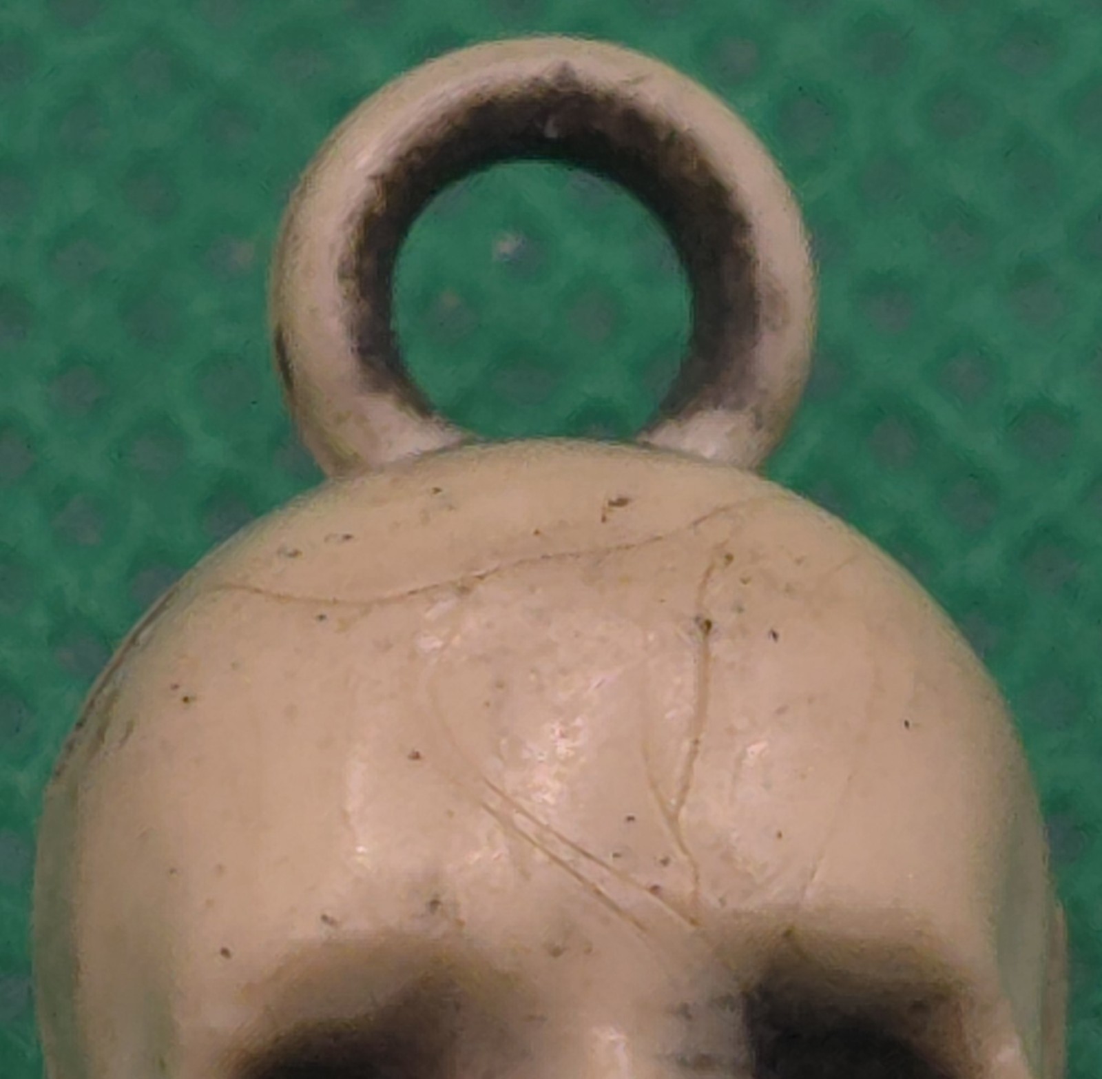 Antique Victorian Celluloid Skull Charm Mourning Pendant Memento Mori 1″
