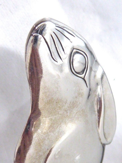 VINTAGE RETRO SIGNED H & H GLV STERLING RABBIT PIN BROOCH 1 1/4″ BY 1 7/8″