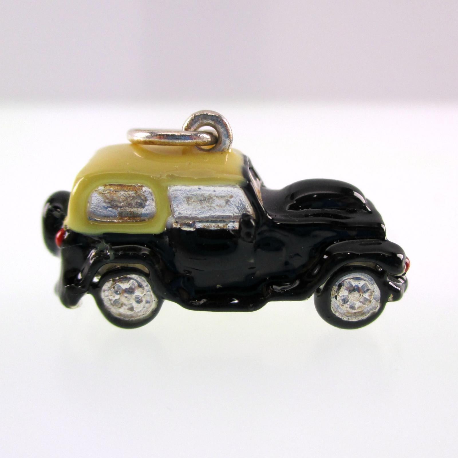 Sterling Silver and Enamel Jeep Truck Pendant for Necklace Brown County Silver