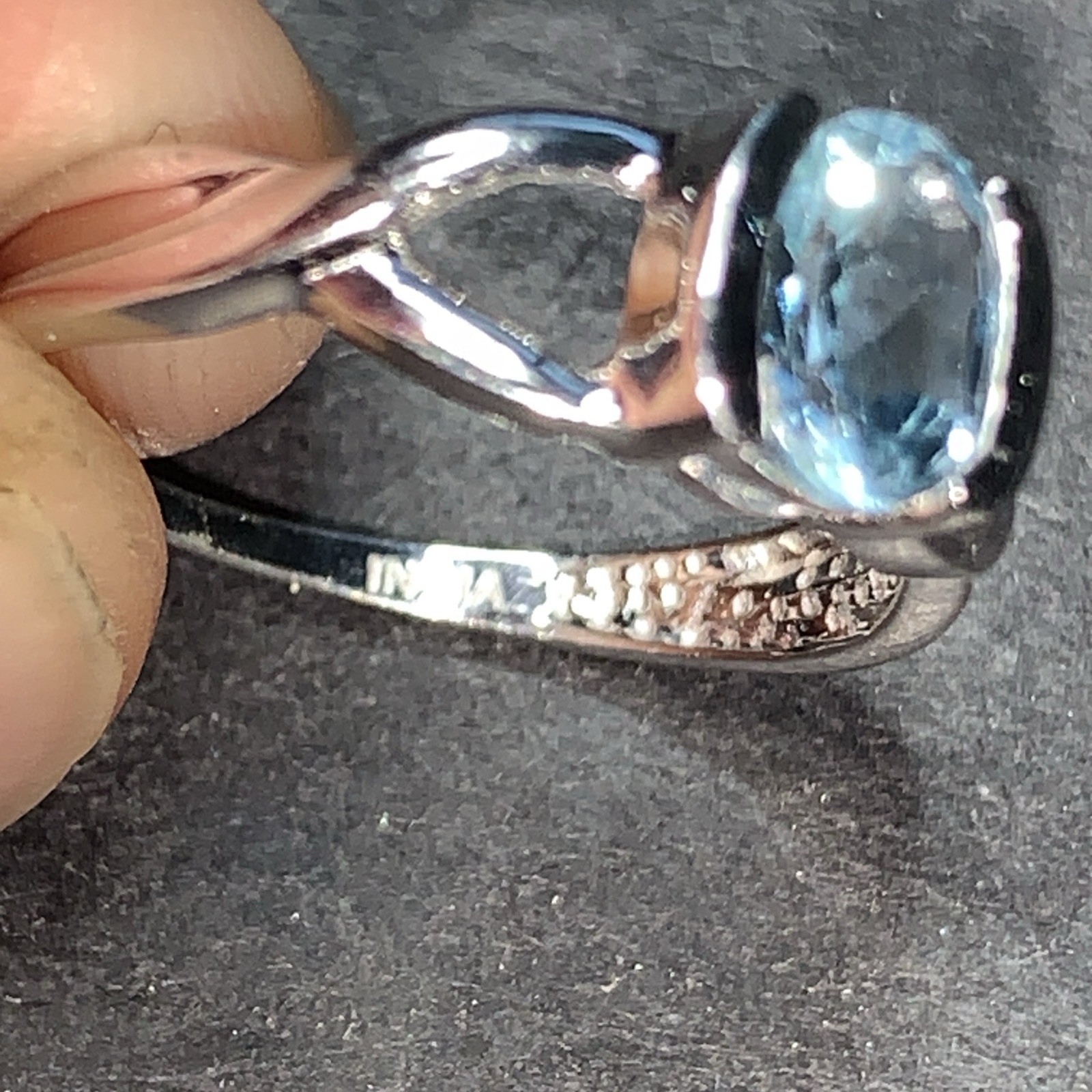 STERLING SILVER 925 Lot Ring W76 India QJ Light Blue Crystal Fancy Modest Band