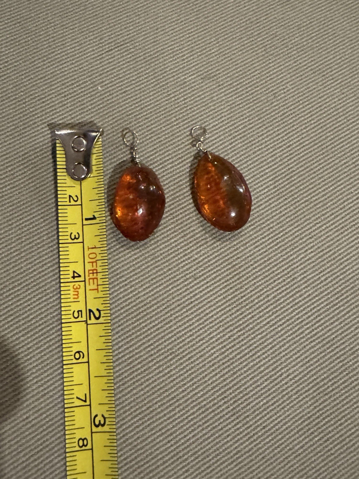 Pair of Vintage Amber Tear Drop 1.25” Pendants – Earrings?