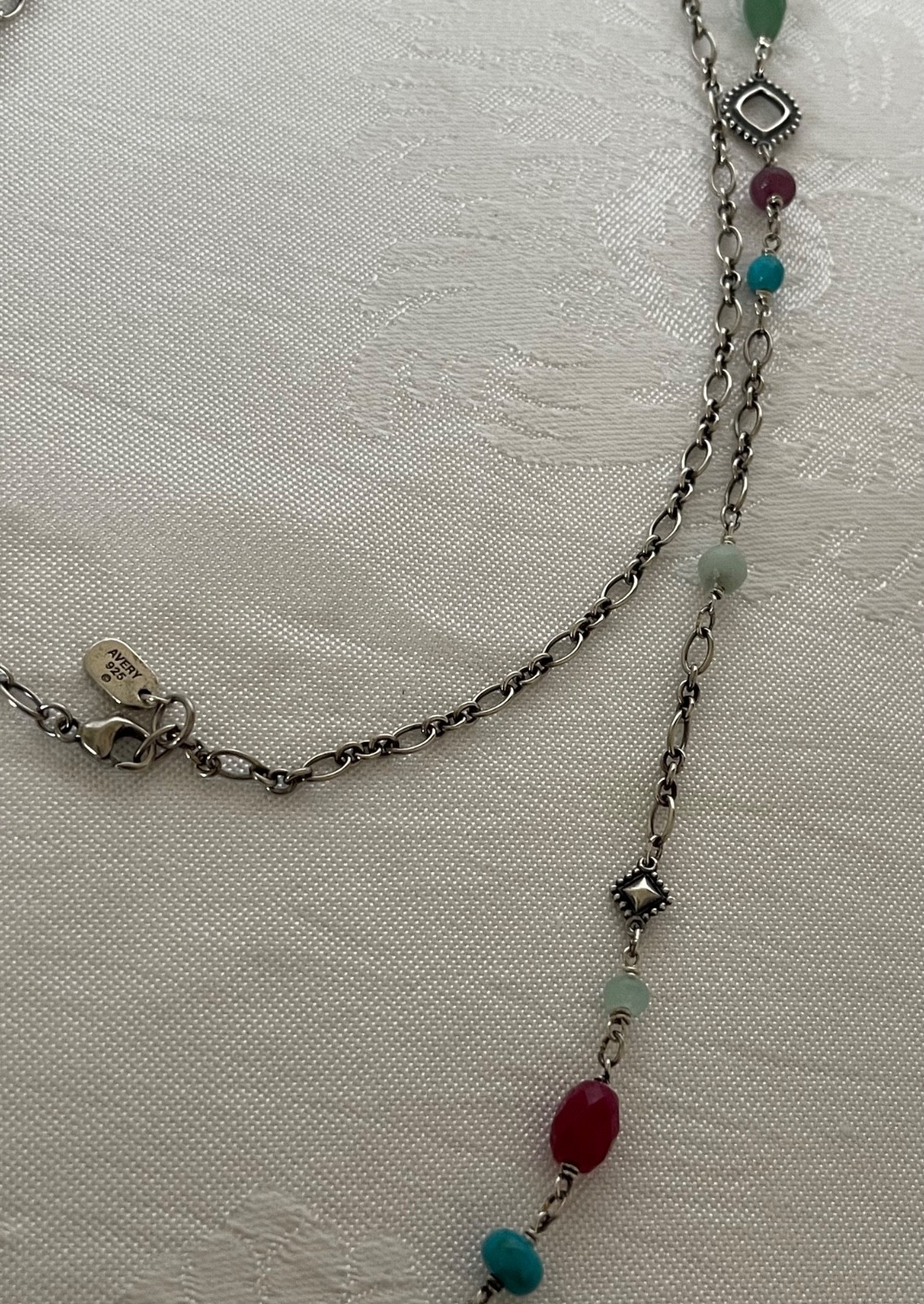 Rare & Retired JAMES AVERY 42″ Sterling Silver & Gemstones KALEIDOSCOPE Necklace
