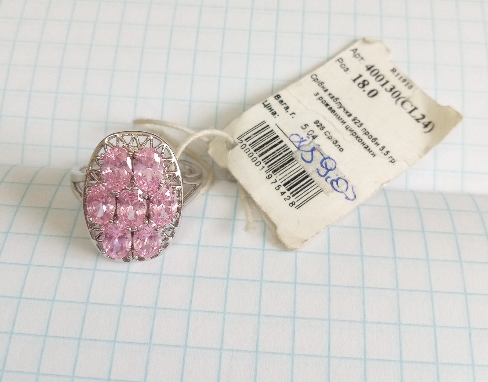 Vintage Ring Pink zircon stones Sterling Silver 925 test Women’s Jewelry size 8