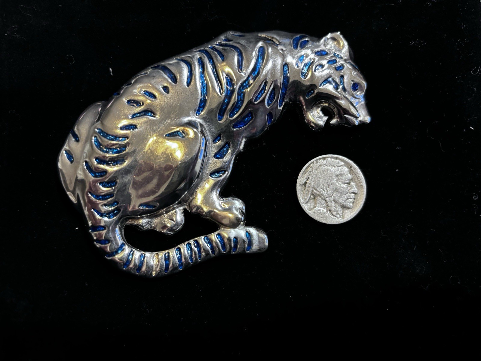Vintage Silver Tiger Brooch