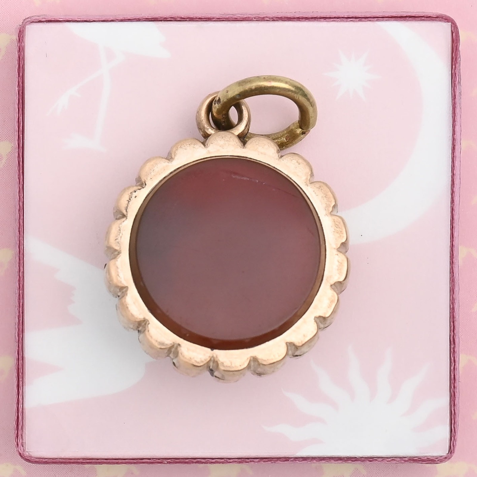 Antique Victorian Carnelian Tiger’s Eye Double Sided Gold Filled Charm Pendant