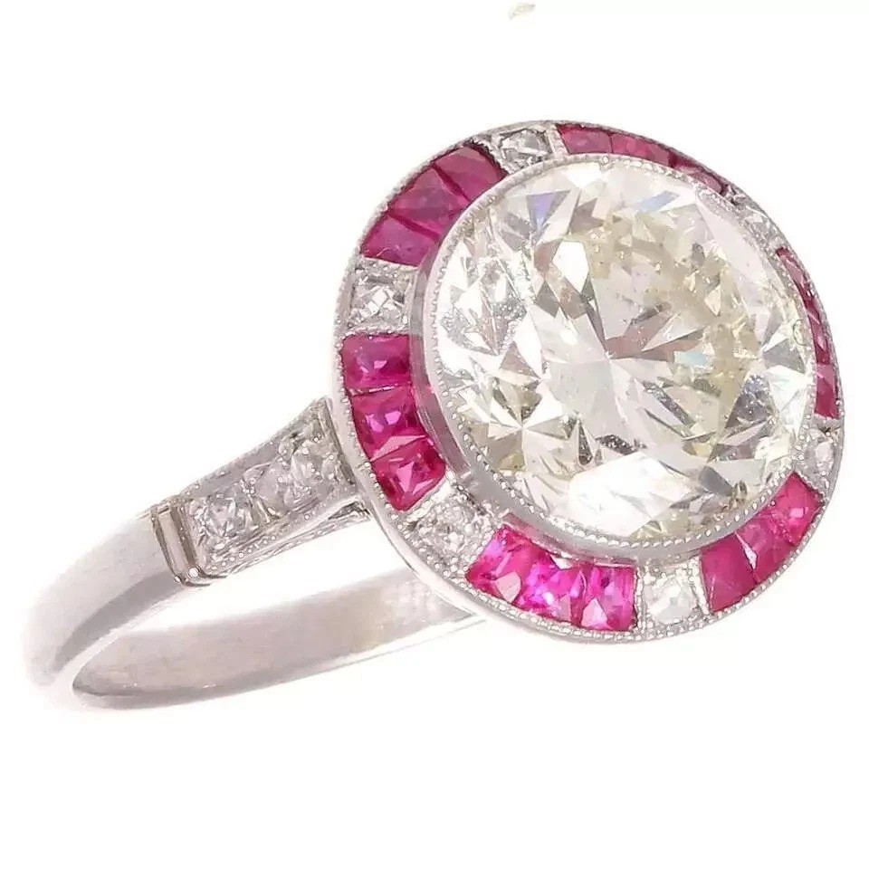 4.00Ct Art Deco Style Lab Created Diamond Anniversary 14K White Gold Finish Ring