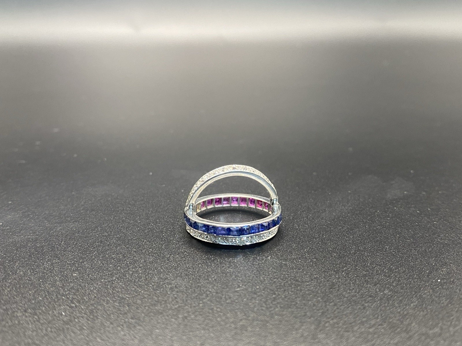 Vintage 1920’s Platinum ,Sapphire, Diamond And Ruby Reversible Art Deco Ring.