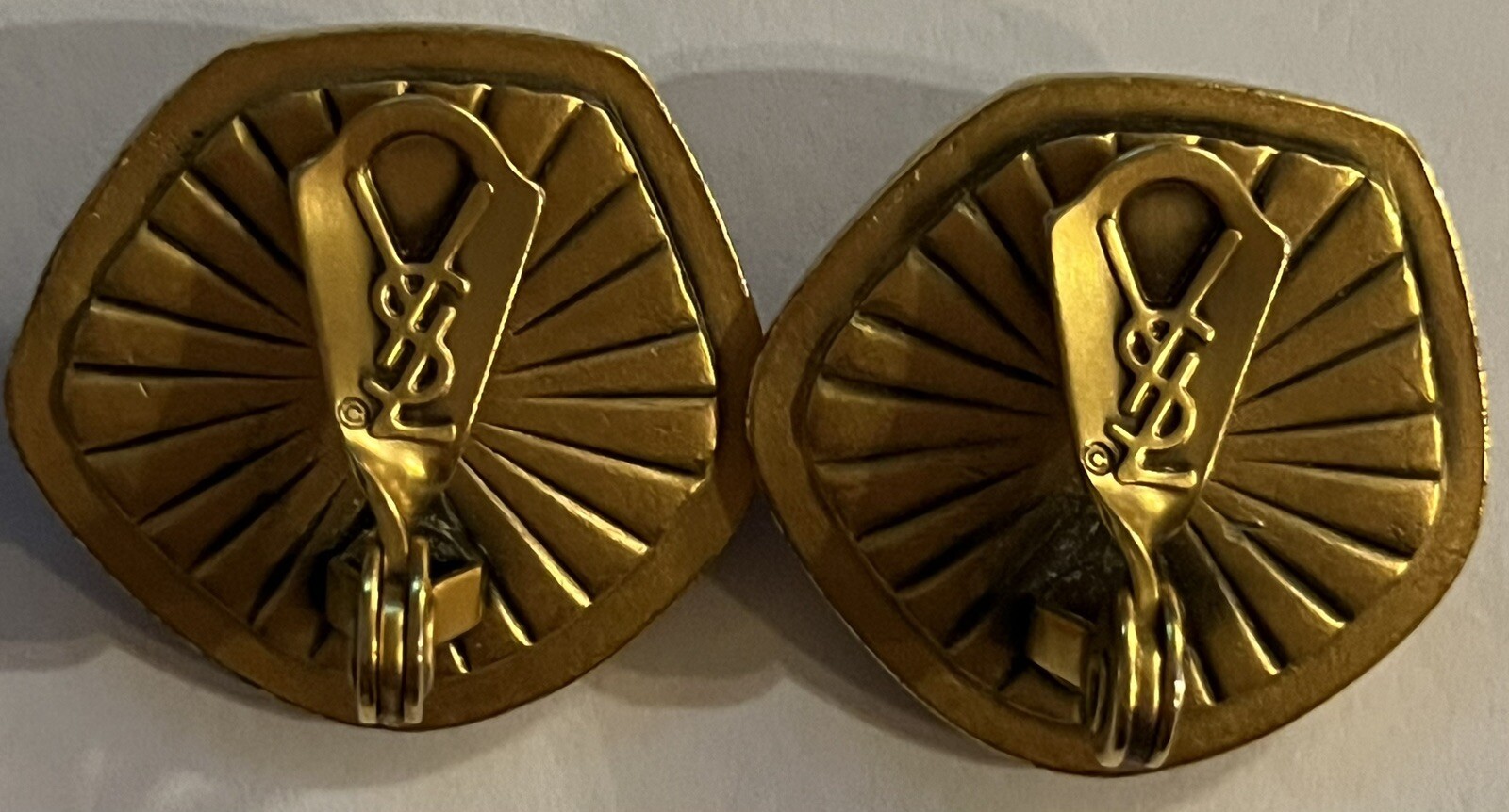 Vintage Yves Saint Laurent Metal & Resin Clip-On Earrings YSL Designer Authentic
