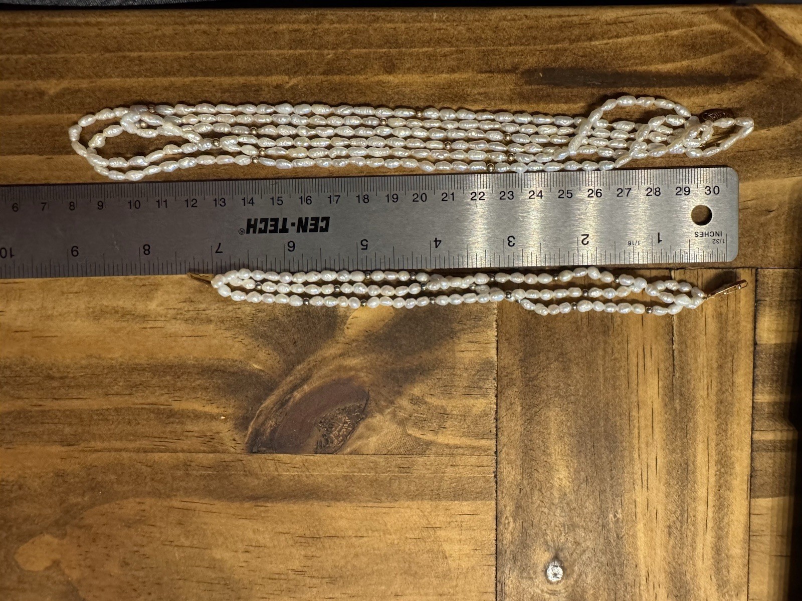 Vintage 3 Strand 14k Gold Freshwater Seed Pearl Gold Bead Necklace Bracelet Set