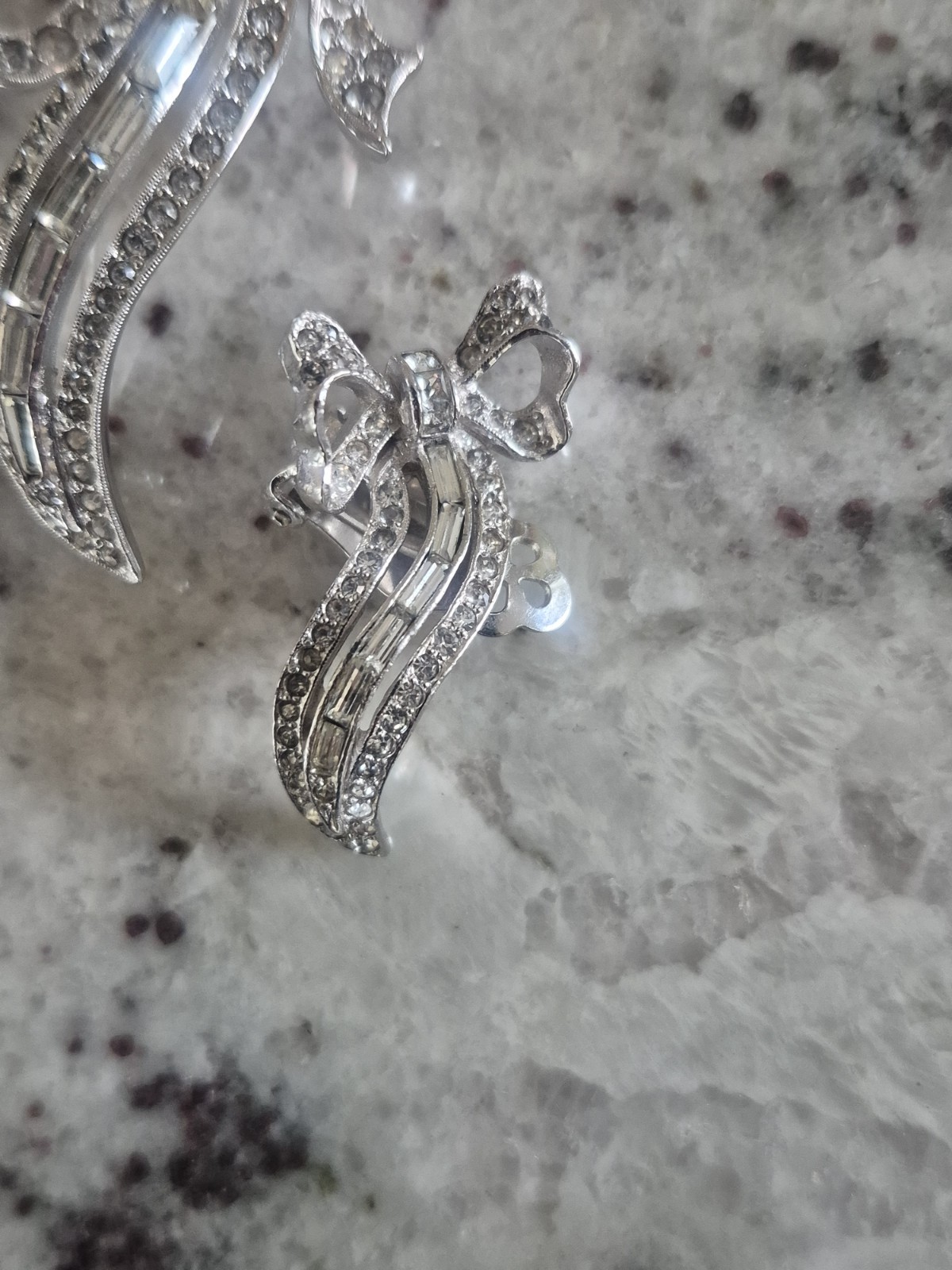 Kramer New York Vintage Signed Clear Rhinestone Brooch & Earrings Set