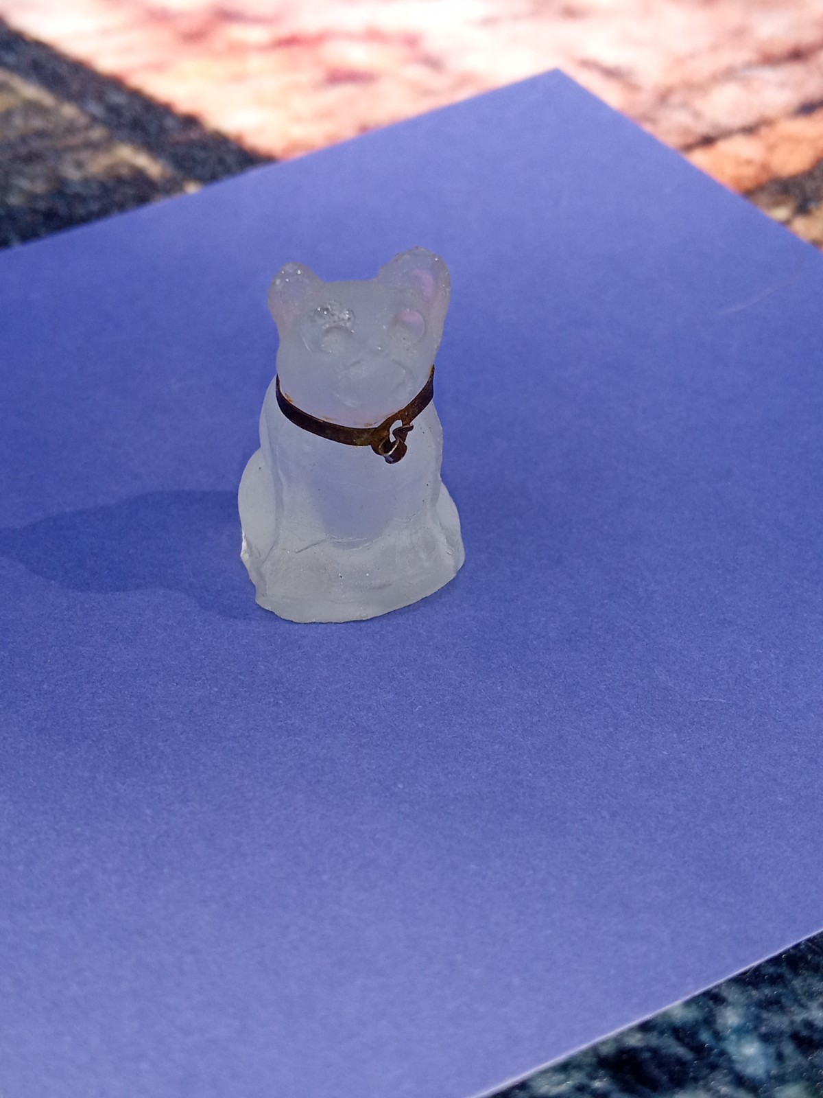 Antique, Vintage, Czech Clear Pug, Bulldog Cracker Jack Glass Charm, Prize, 1″