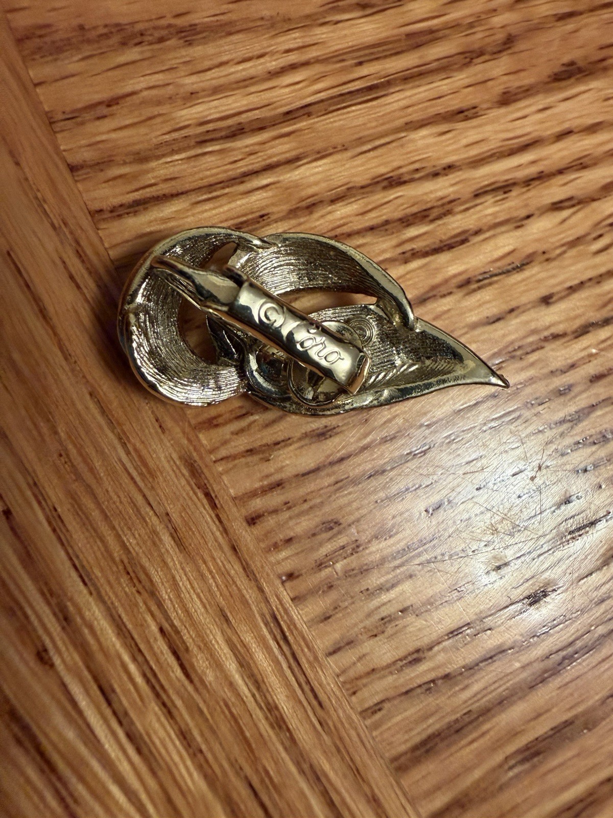 Vintage Coro Clip-On Earrings Set Chunky Gold Tone Leaf