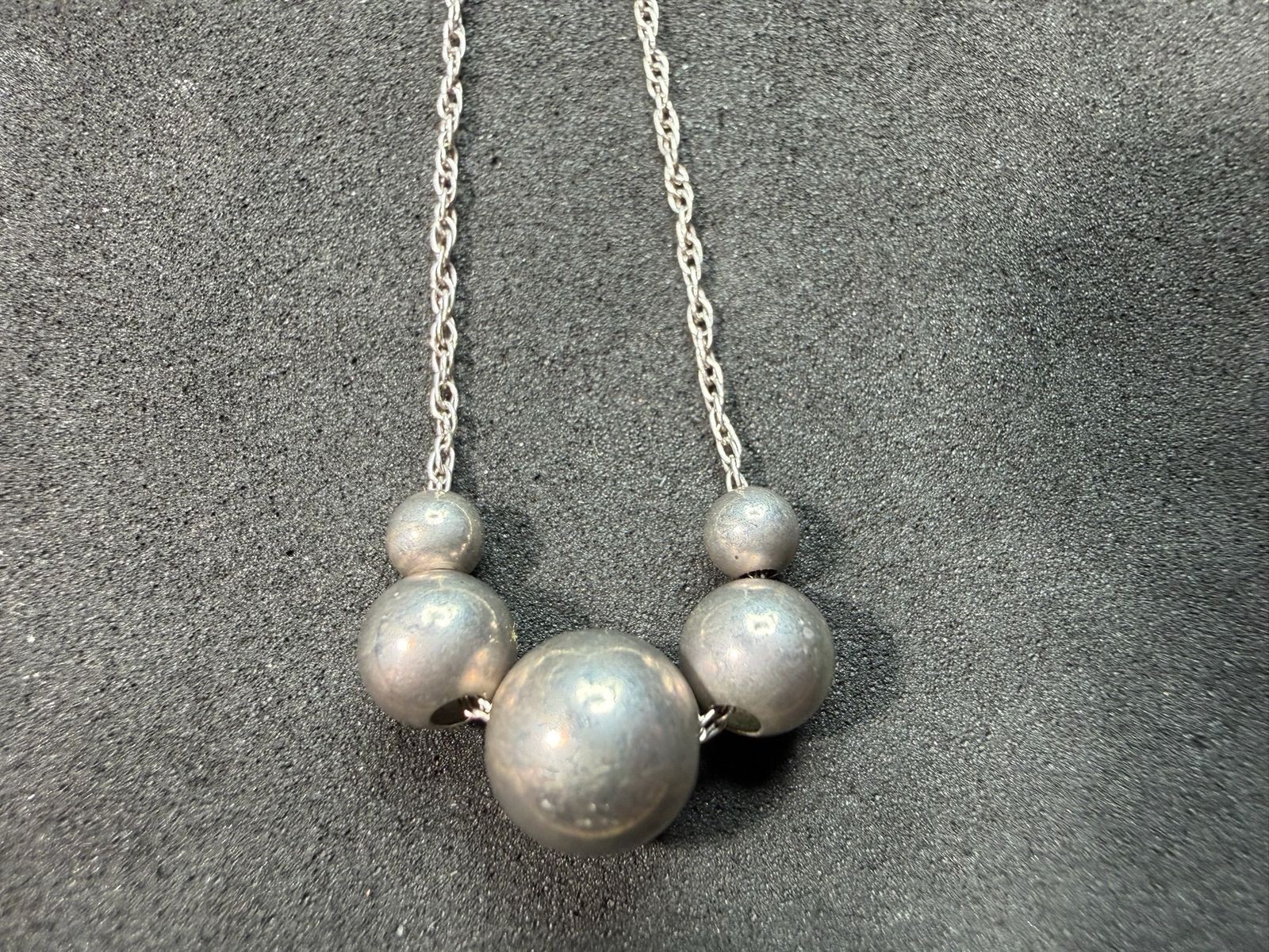 2.36g Vintage Sterling Silver 925 Beaded Ball Chain Pendant Necklace 20 in M