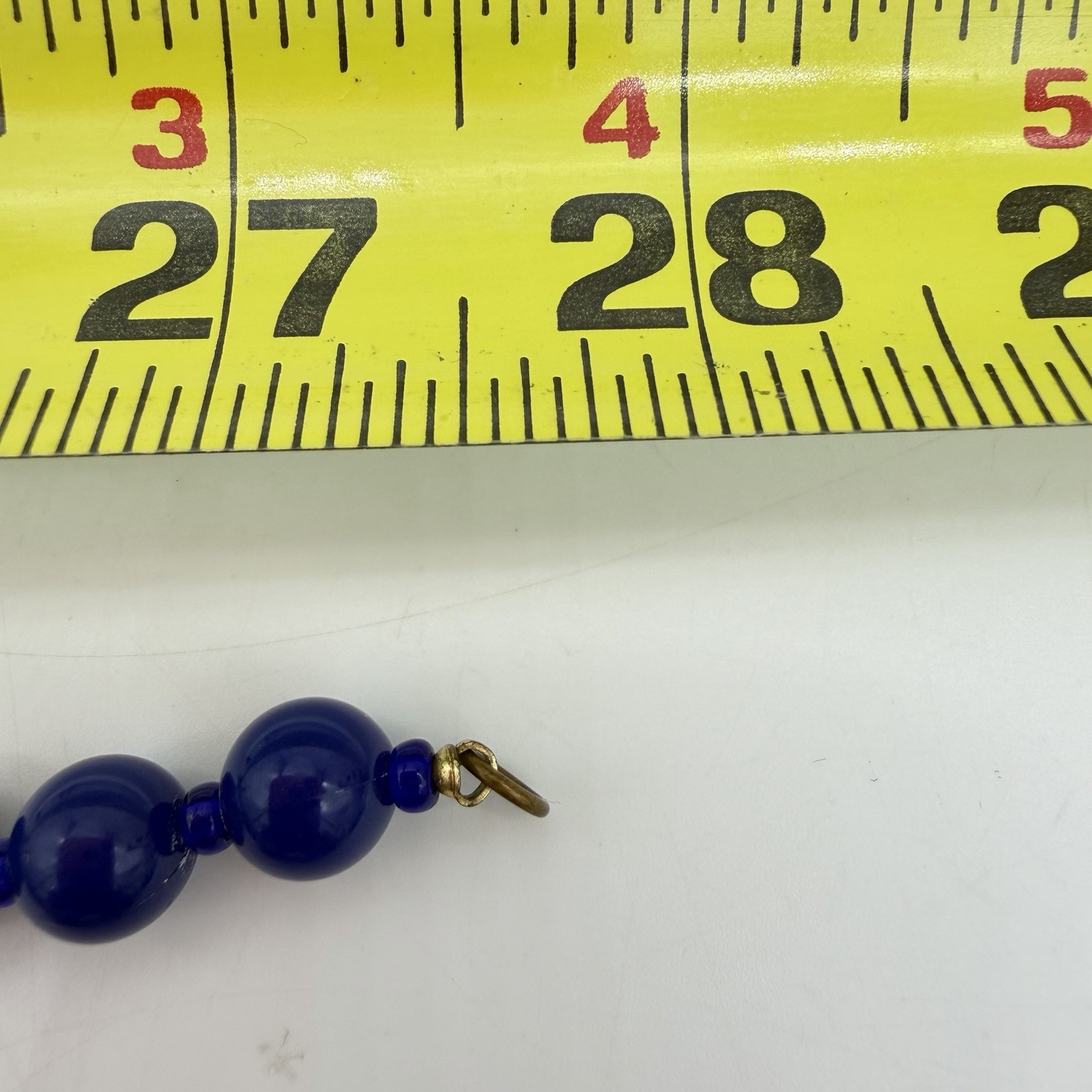 Vintage Lapis Blue Plastic Bead Necklace Large Round Graduated Estate