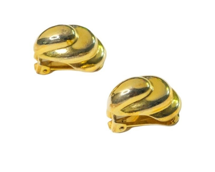 Dior Women’s Gold Tone Modernist Curved Clip-on Earrings
