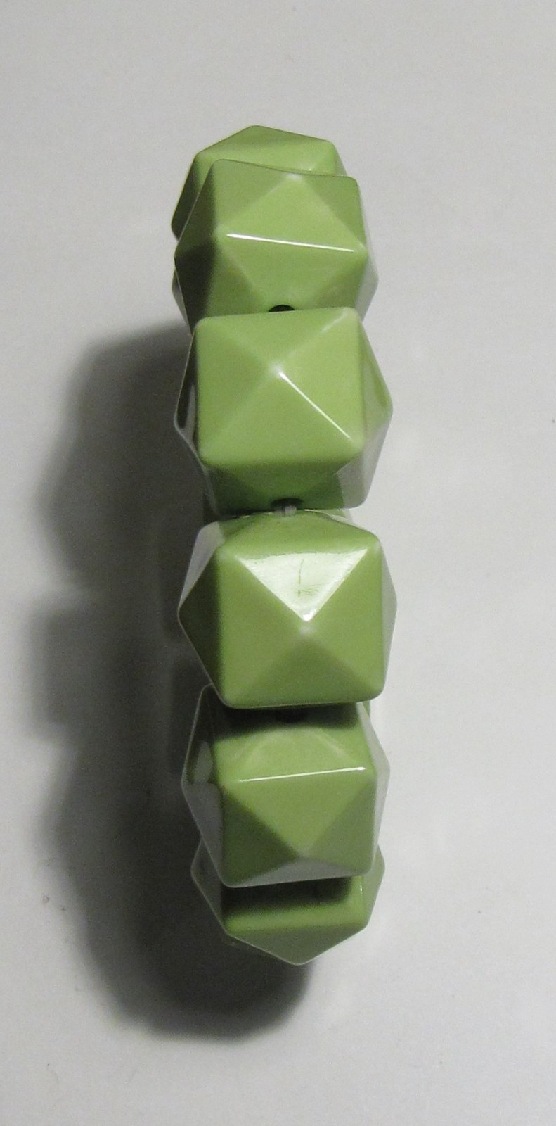 Vintage Lime Green Plastic Block Bead 3/4″ Wide Stretch Bracelet