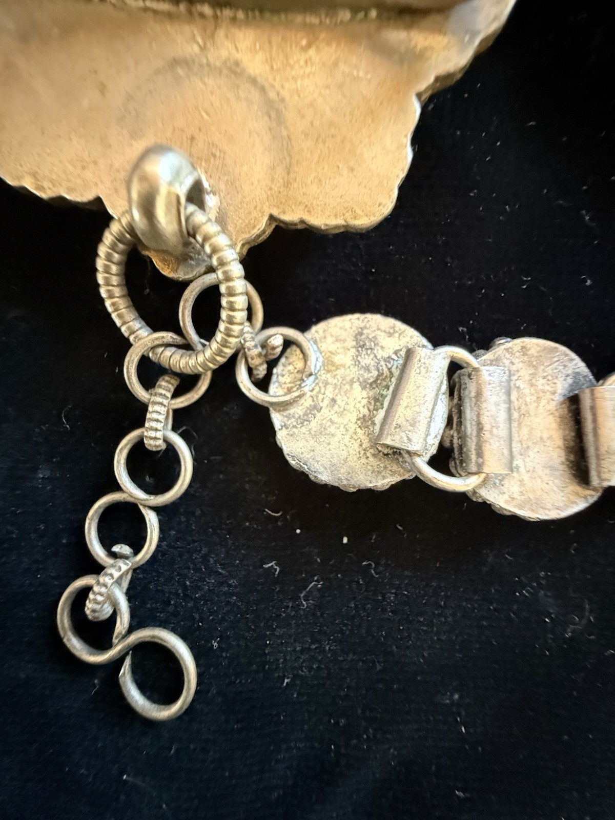 Traditional Afghan MetalWork Sweater Guard With Agate + Other Stones