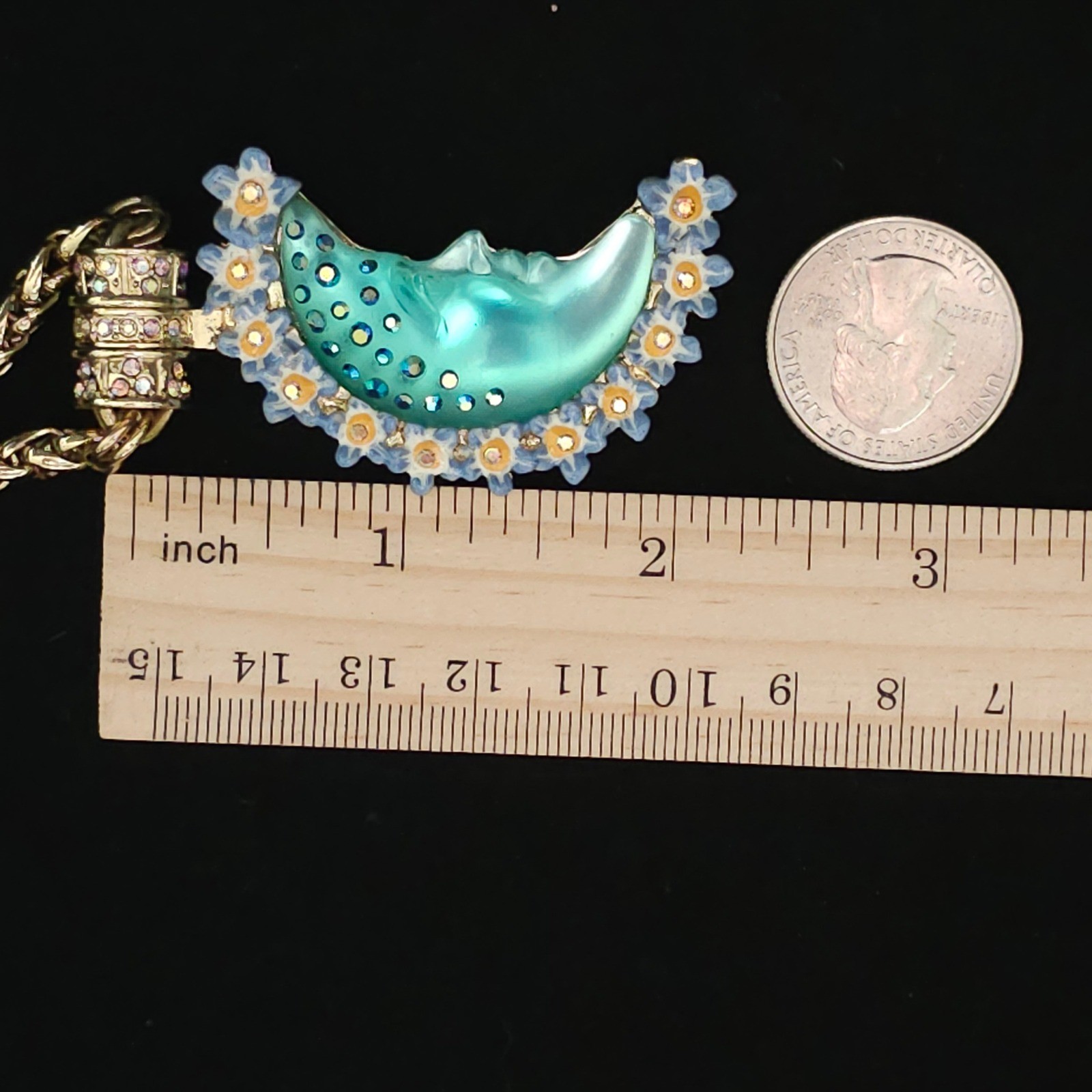 Kirks Folly Goddess Moon Magnetic Necklace & Pendant 30″ Celestial Gold Tone
