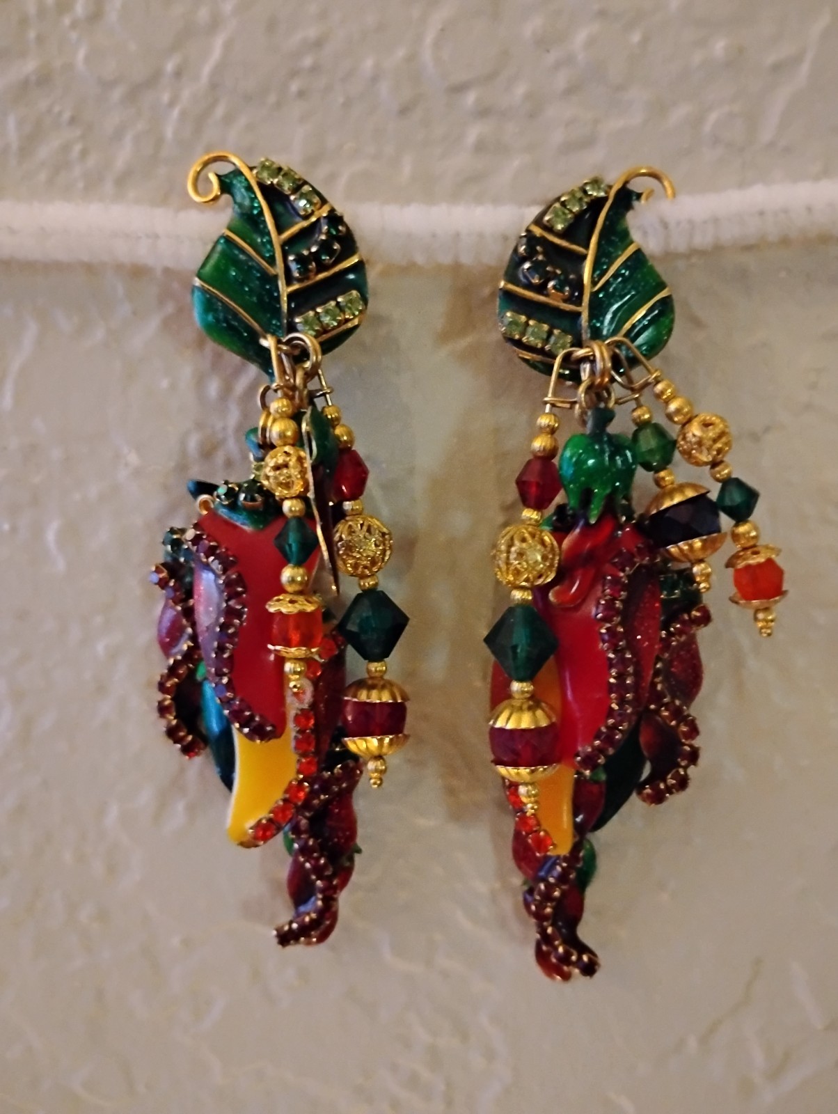 Lunch at the Ritz Red and Yellow Pepper Earrings