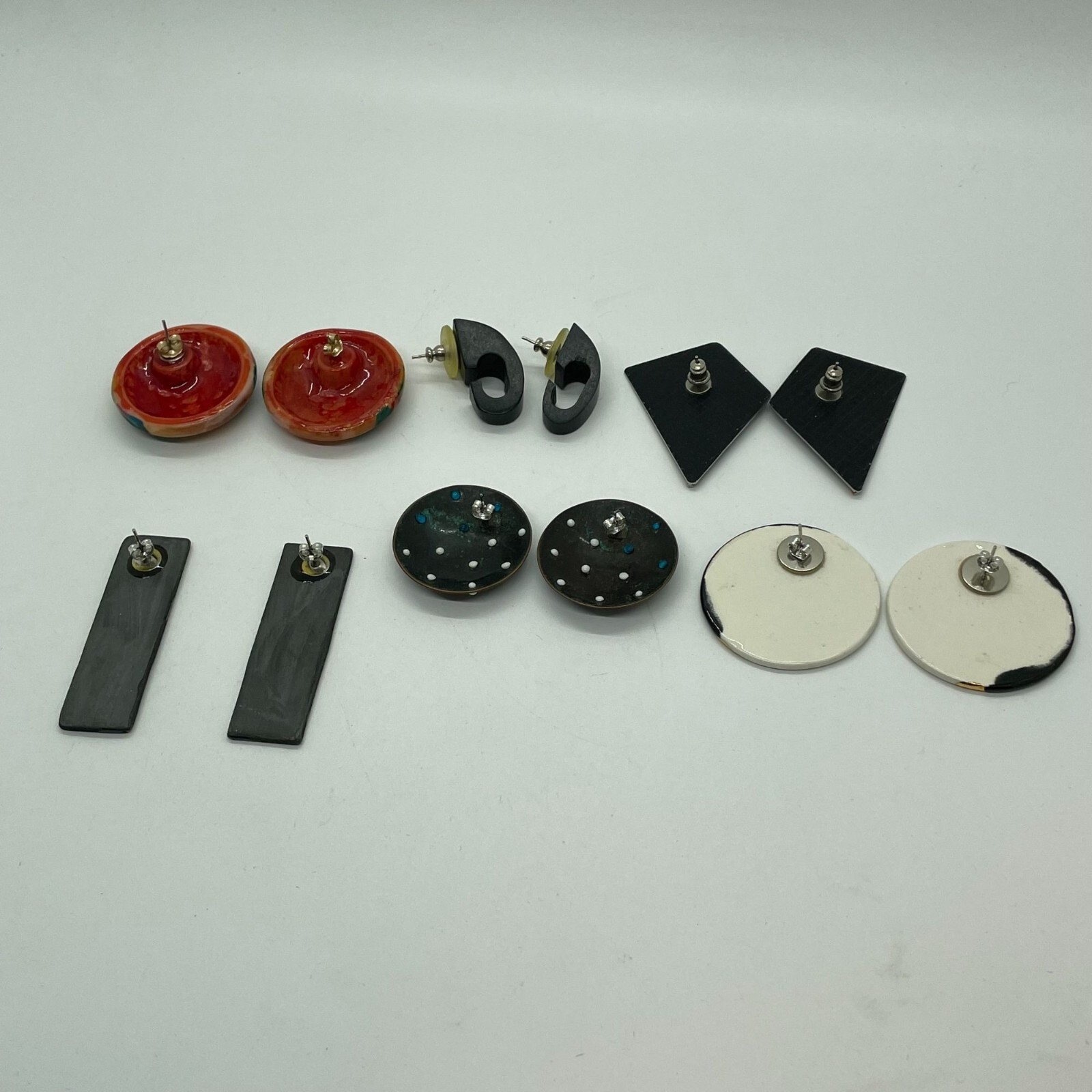 Lot of (6) Various Retro Mod 80’s Mix Shape & Material Post Earrings