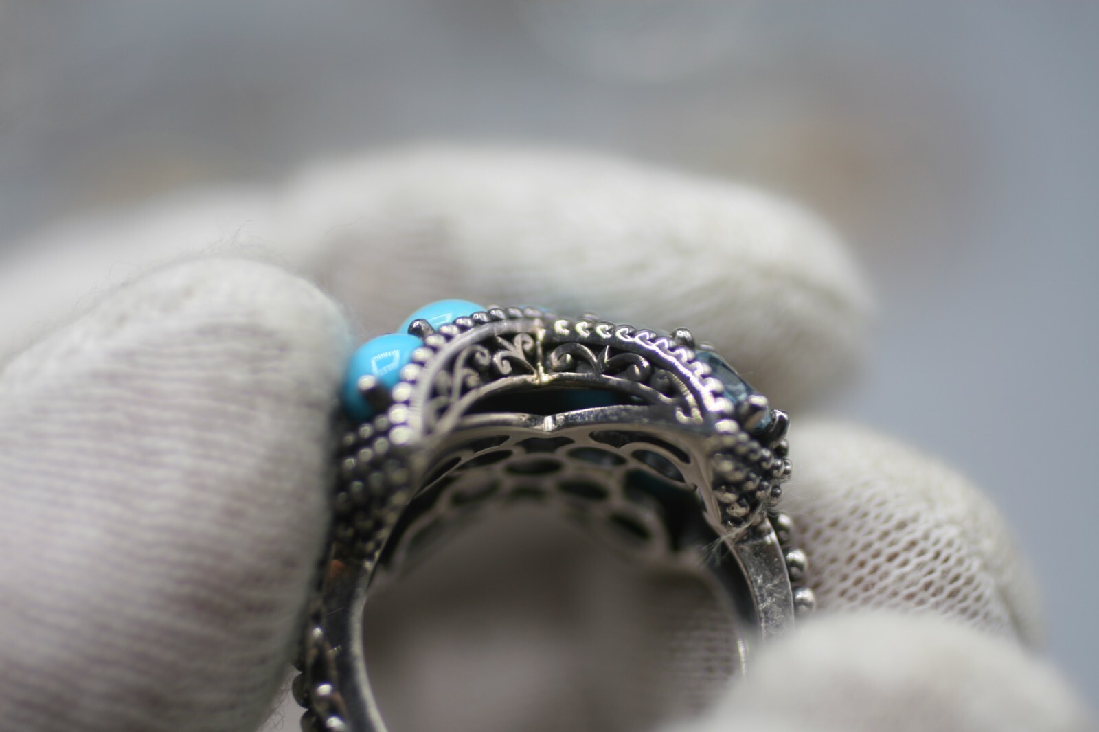GEM ROMANSE X MULTI STONE STERLING RING ROBERT MANSE