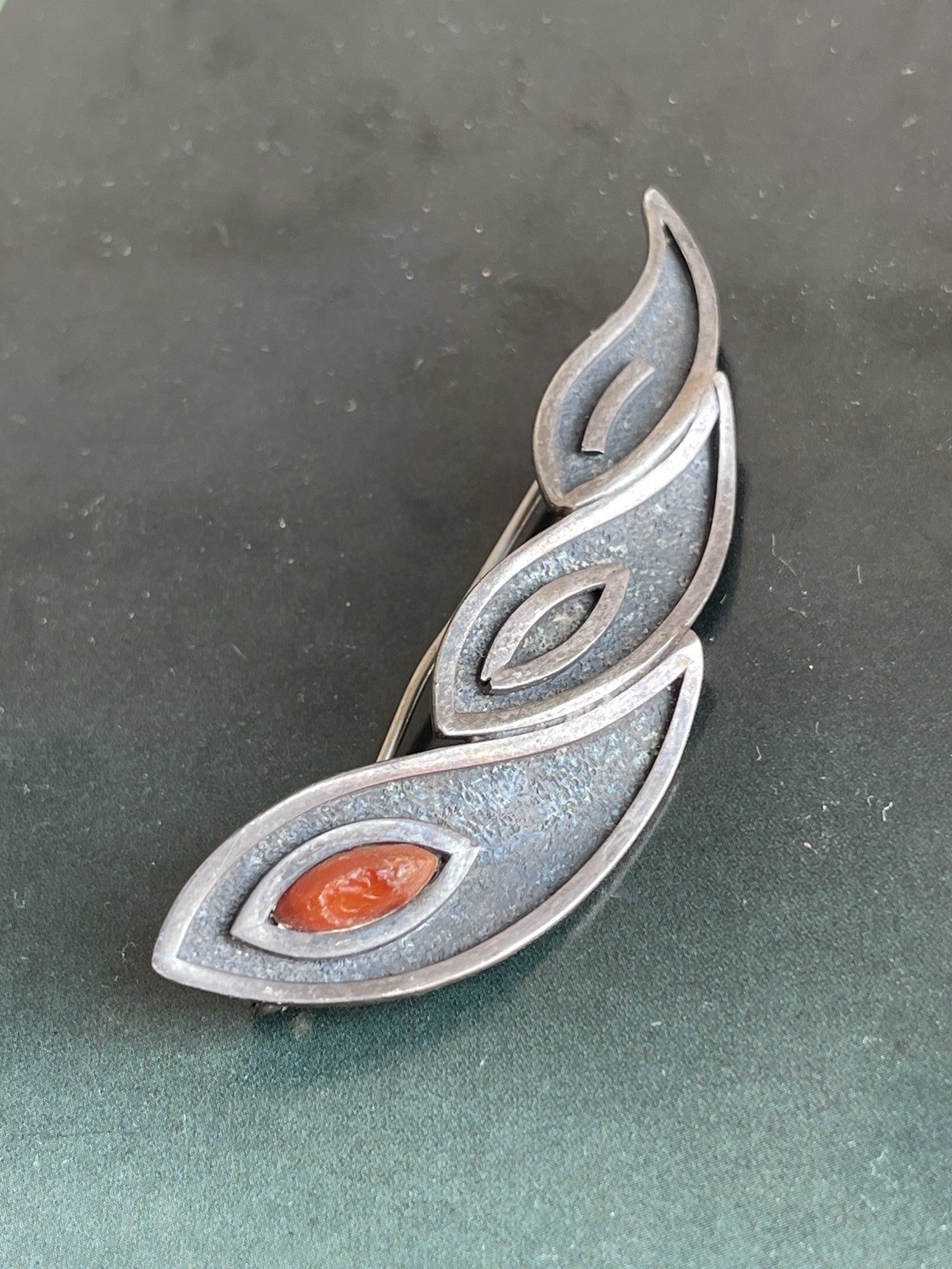 Vintage RUA Rudolph Andersen Sterling Silver Coral Denmark Brooch