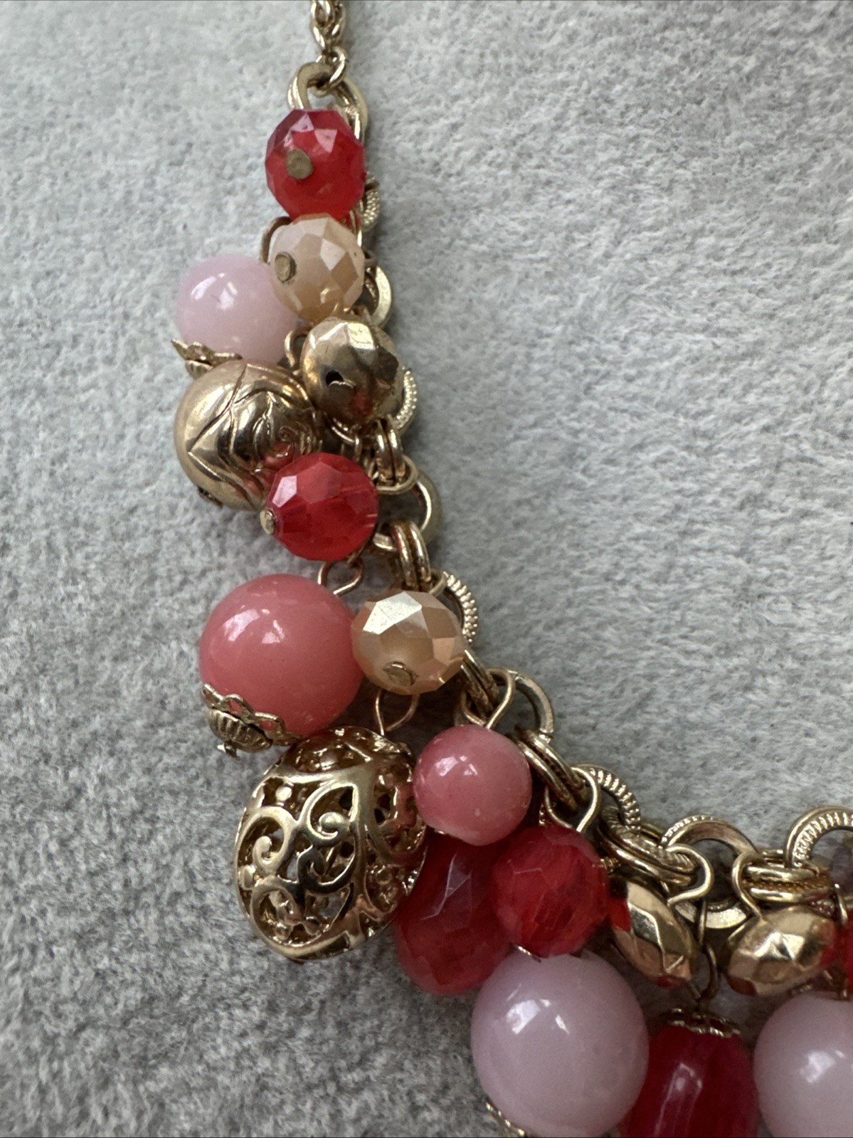 VALENTINES! pink red Gold Modernist Metal Jewelry y2k 1990s boho chunky necklace