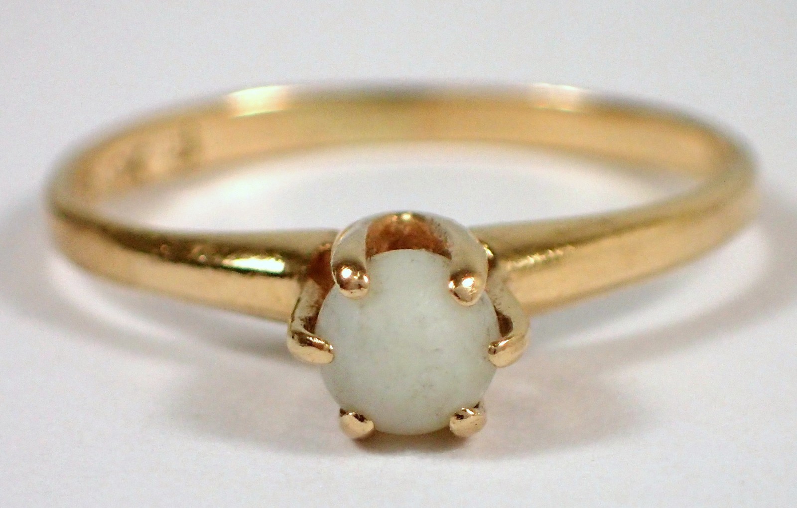 Antique Victorian 1.1g SOLID 10k Yellow Gold Prong Set White Stone Ring Sz 5.5