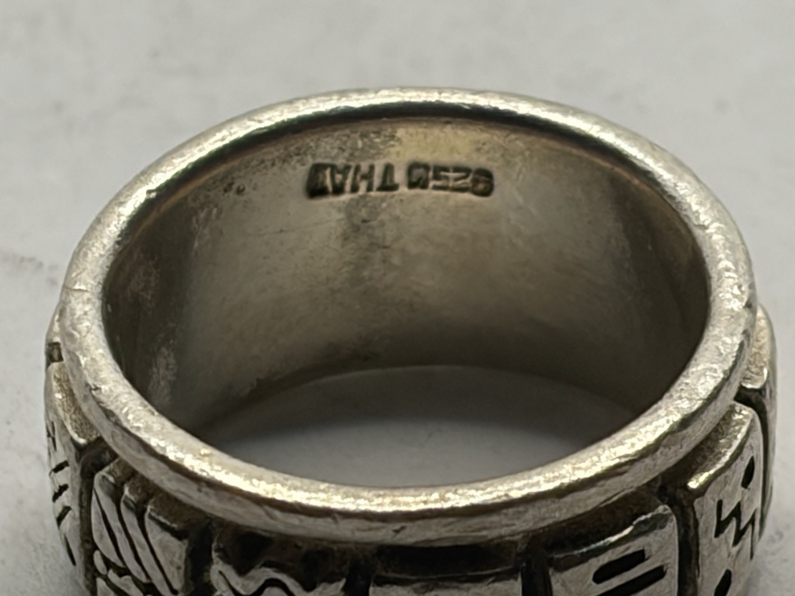Vintage tribal design sterling silver traditional band men women ring sz 7.5
