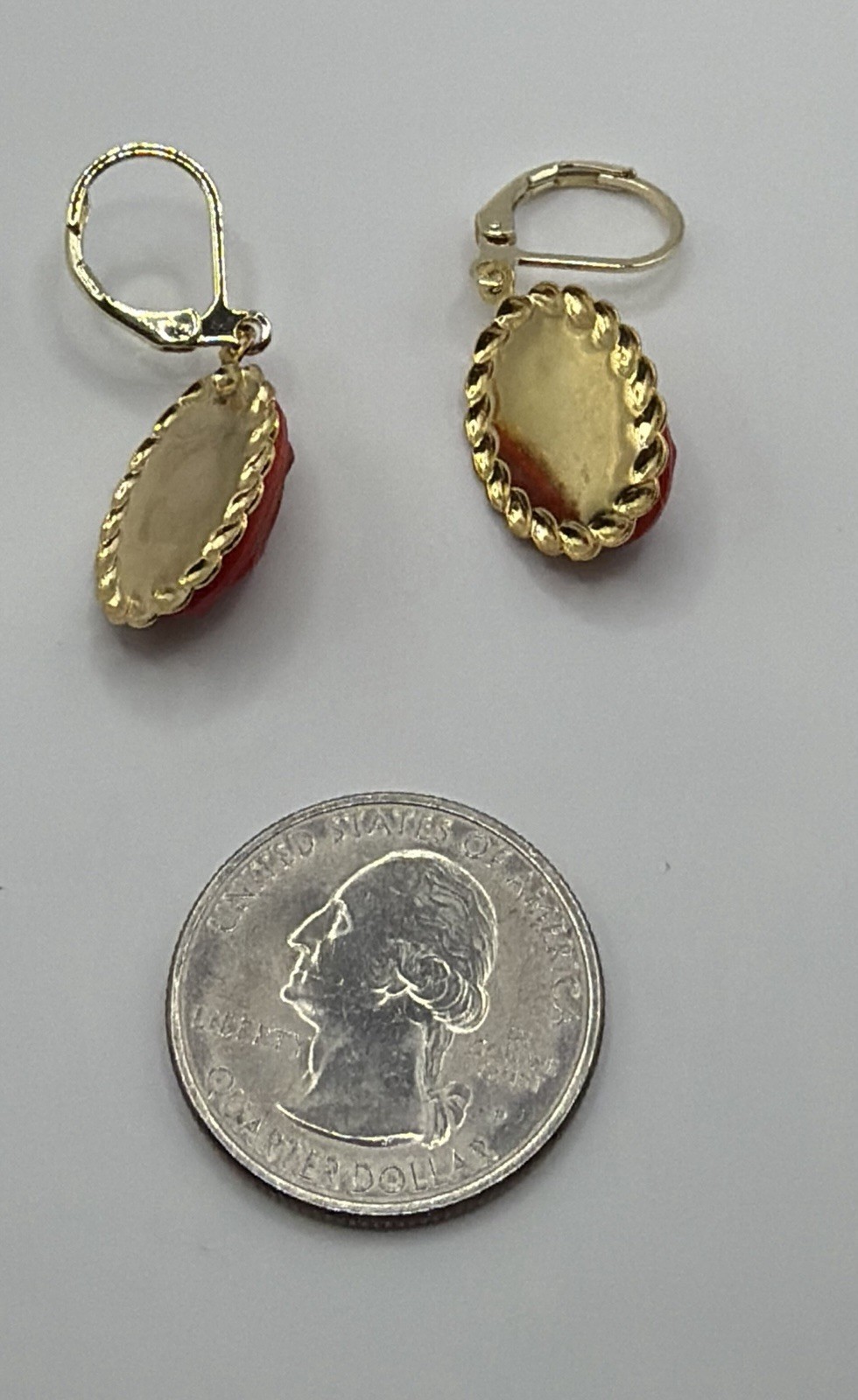 Upcycled Neiger Bros Red & Green Egyptian Pharaoh Face Czech Art Glass Earrings
