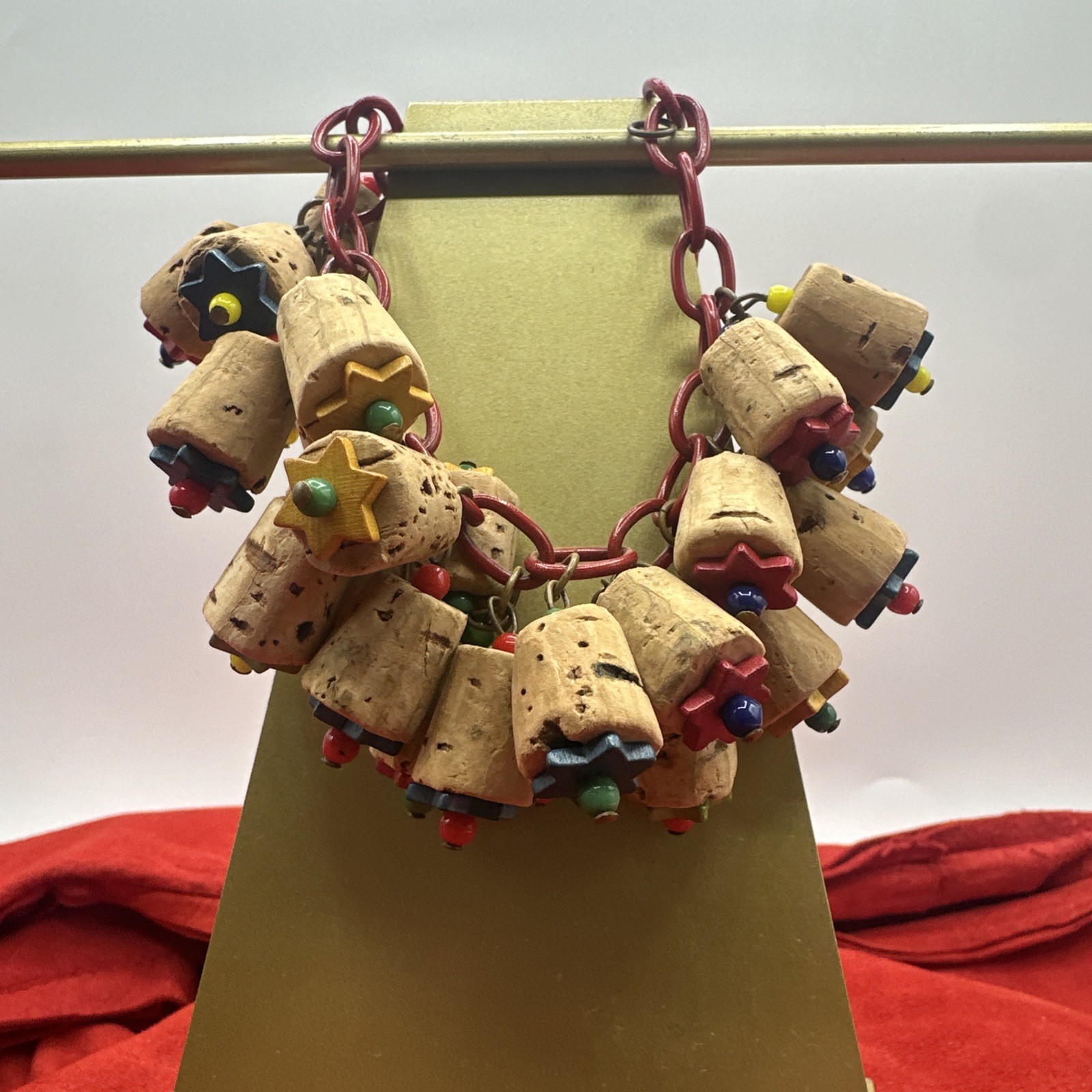 Exclusive Depression Era Cork and Multicolored Bakelite Bracelet. See pics.