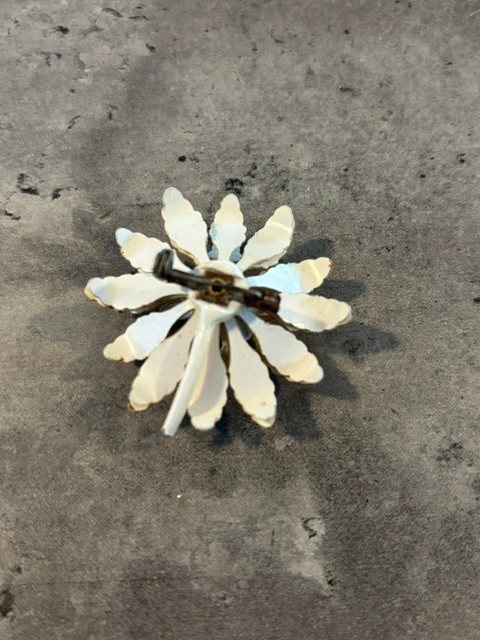 Vintage layered Bright Orange and Yellow Flower Brooch Pin