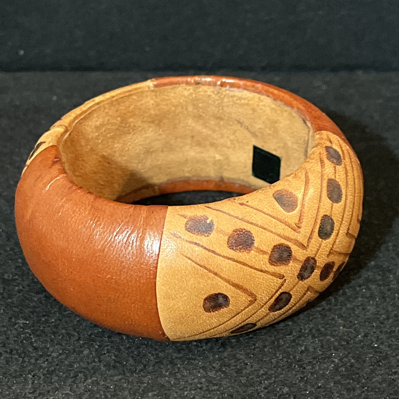 Vintage Tribal African Leather Bangle Bracelet Boho Jewelry