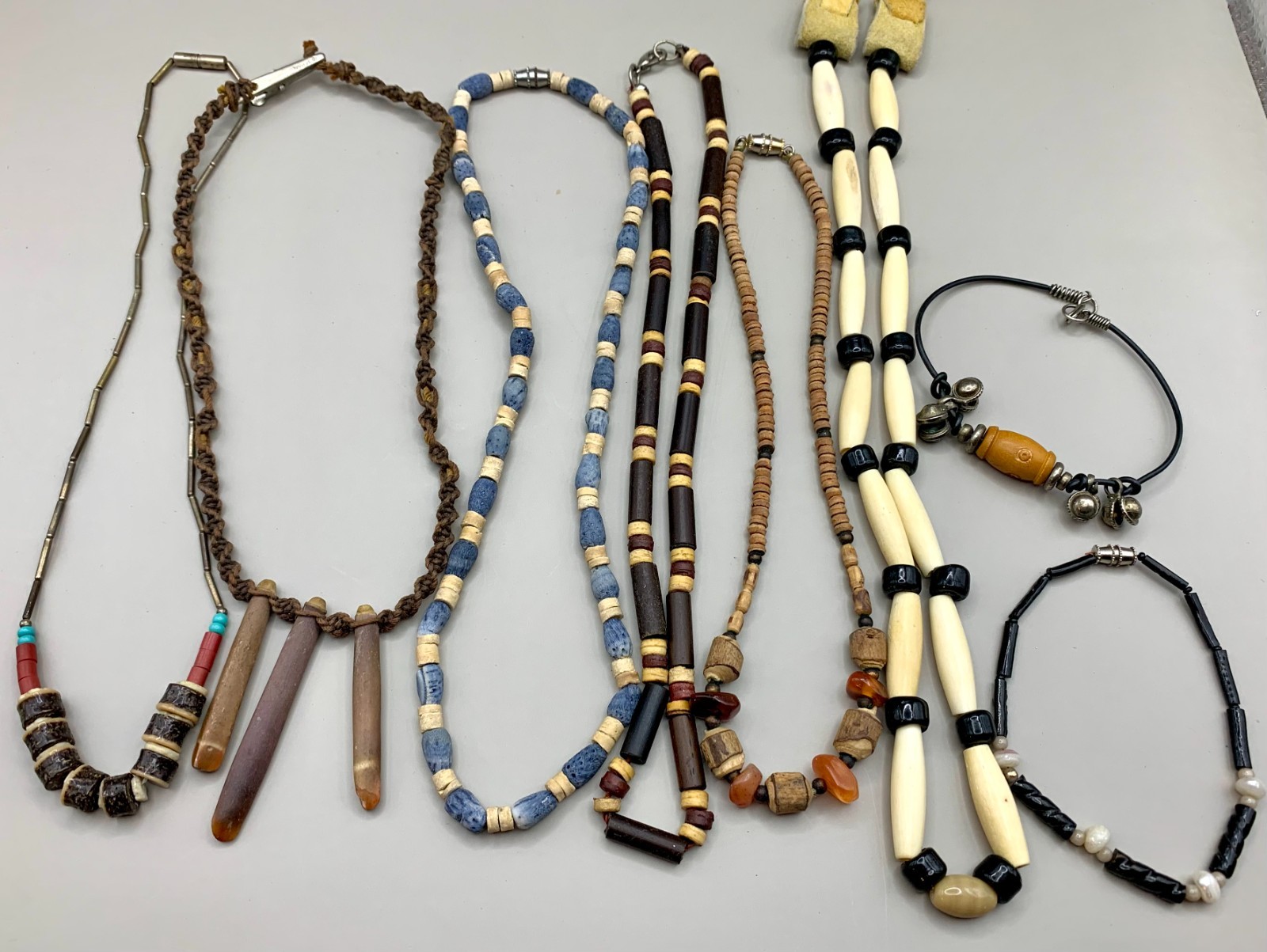 Vintage Jewelry Lot Natural Shell MOP Wood Seeds Beads Organic Boho Wearable