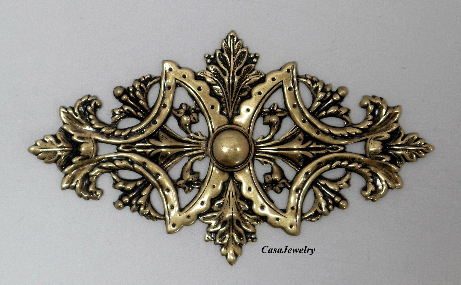 #1905 ANTIQUED GOLD CELTIC STYLE BARRETTE COMPONENT – 1 Pc Lot