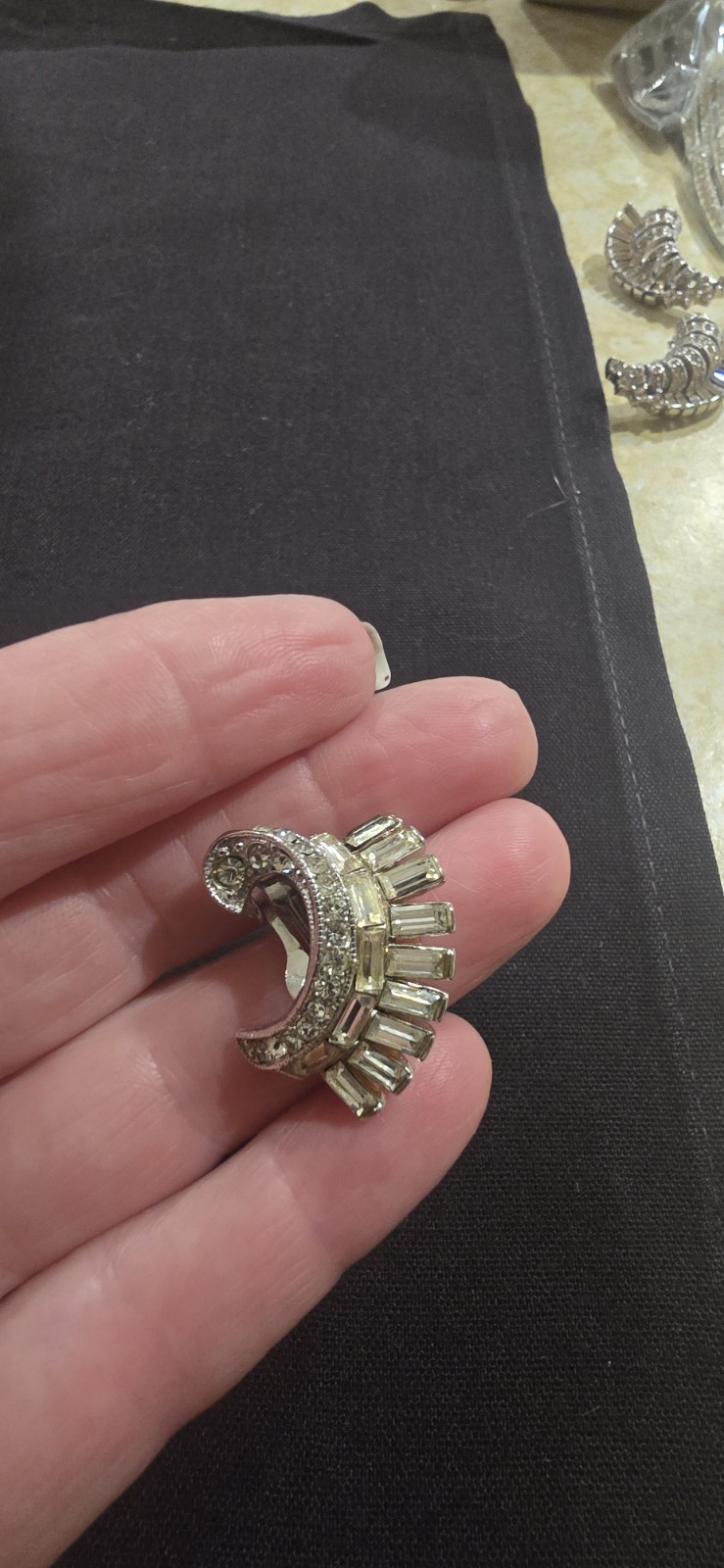 Bogoff Clip On Rhinestone Earrings