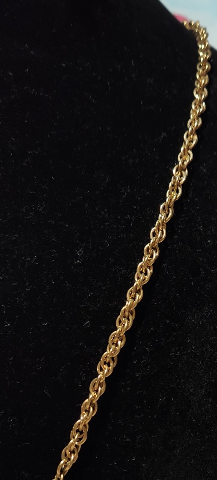 Vintage gold-toned necklace Crescent moon pendant with a hammered finish.