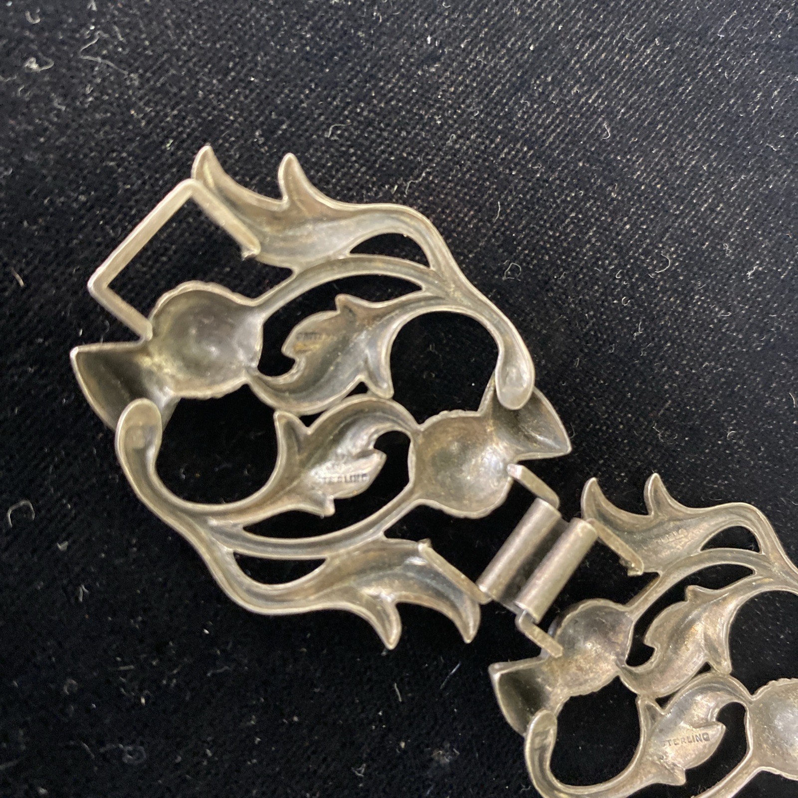 Sterling Silver 7 Inch 30g Panel Bracelet A Repousse Design Of Scottish Thistles